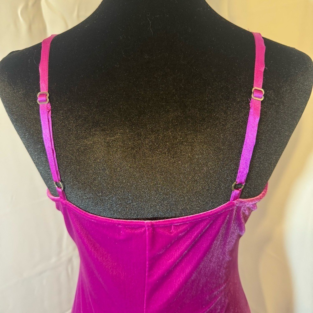 VTG Betsey Johnson New York M Fuchsia Embroidered Velvet Midi Dress 90s Grunge