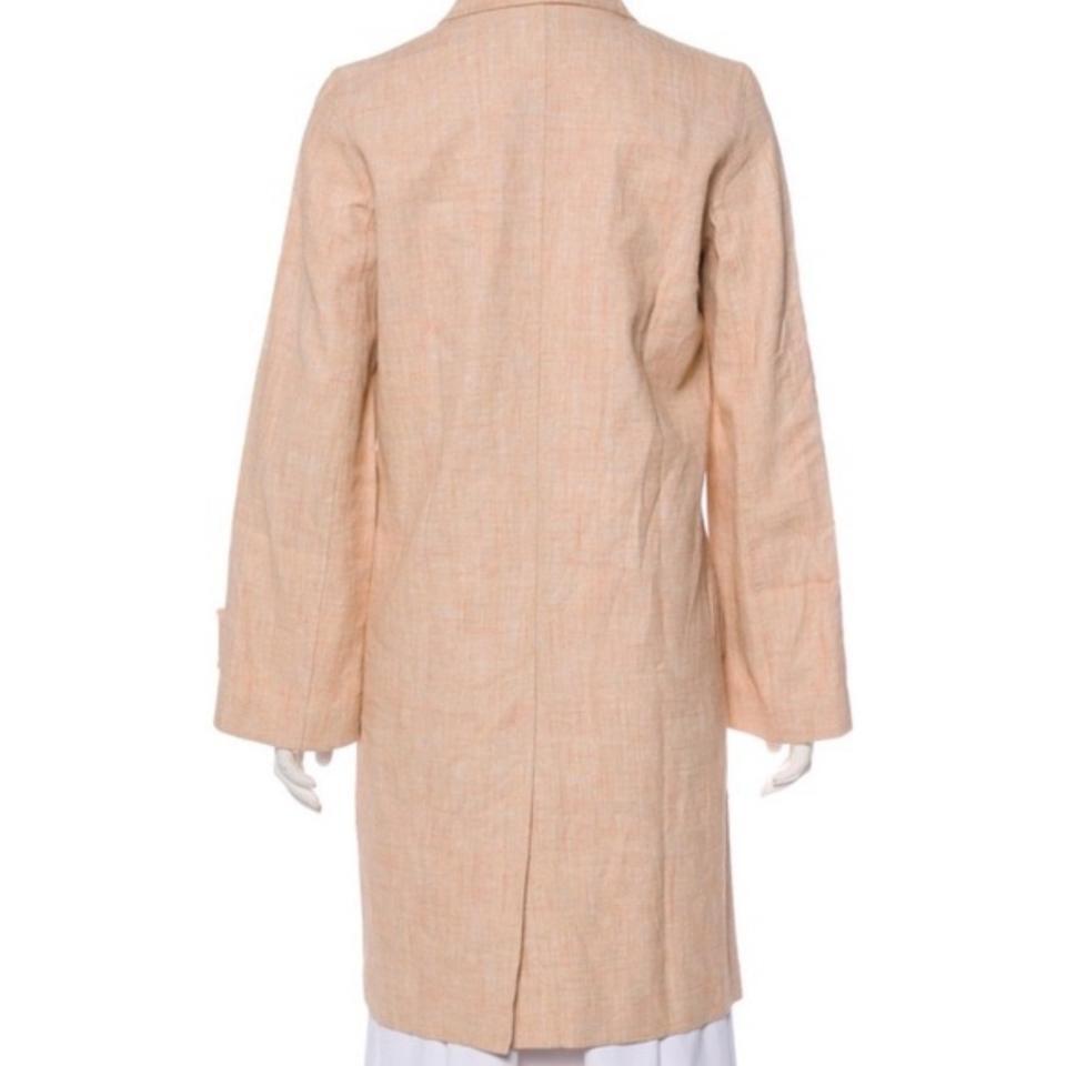 CHANEL Vintage Peach Linen Water resistant Rain Coat Trench Jacket 38 6 Small