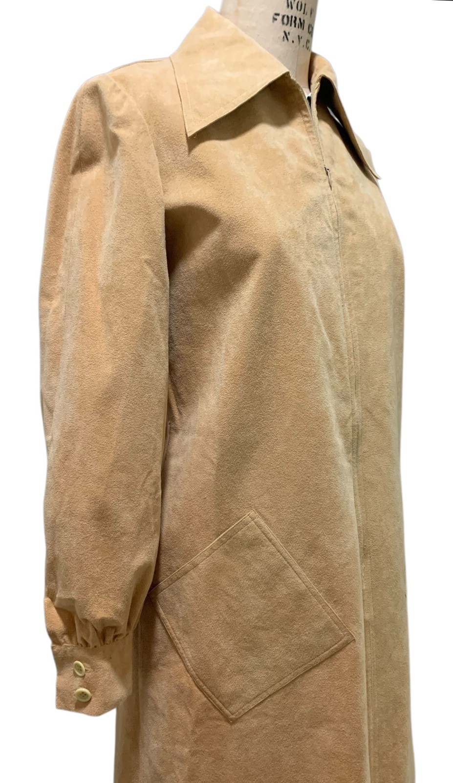 MOLLIE PARNIS Vintage 70s Women’s LS Ultrasuede Zip Front Shirt Dress – Sz M USA