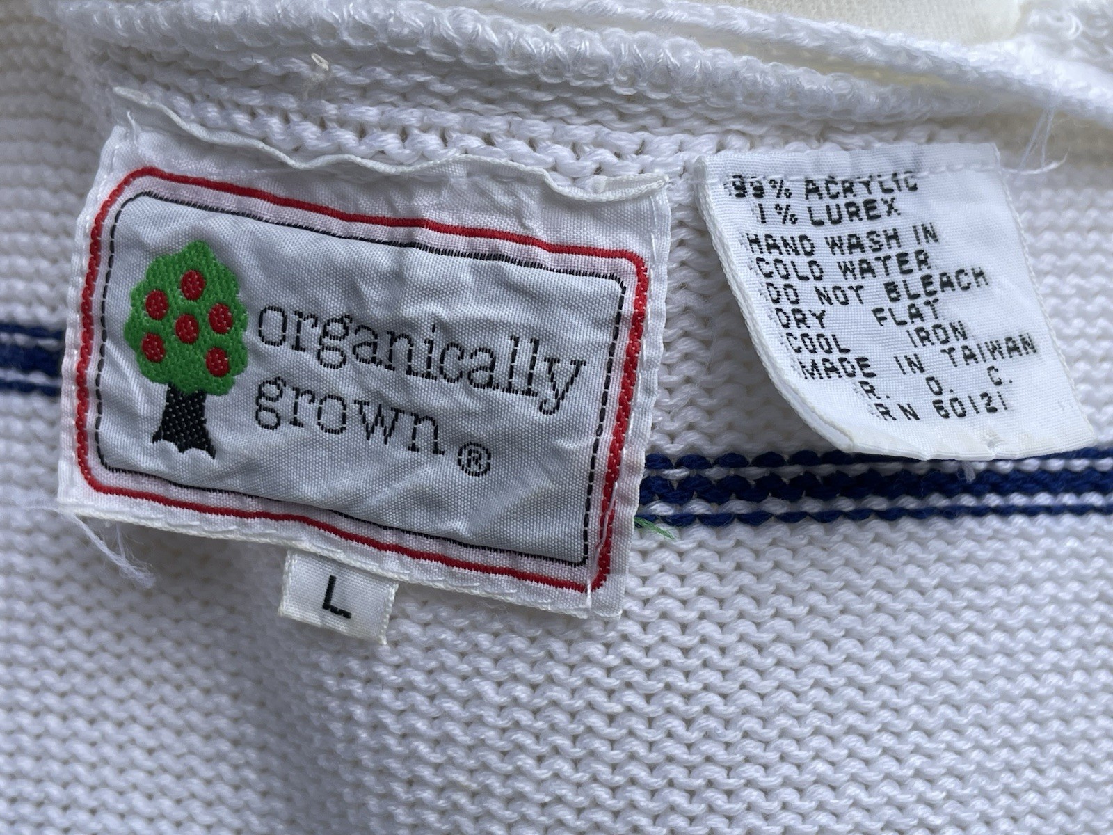 Vintage Organically Grown by Arpeja Nautical Sweater Sailing Patch 1980’s L