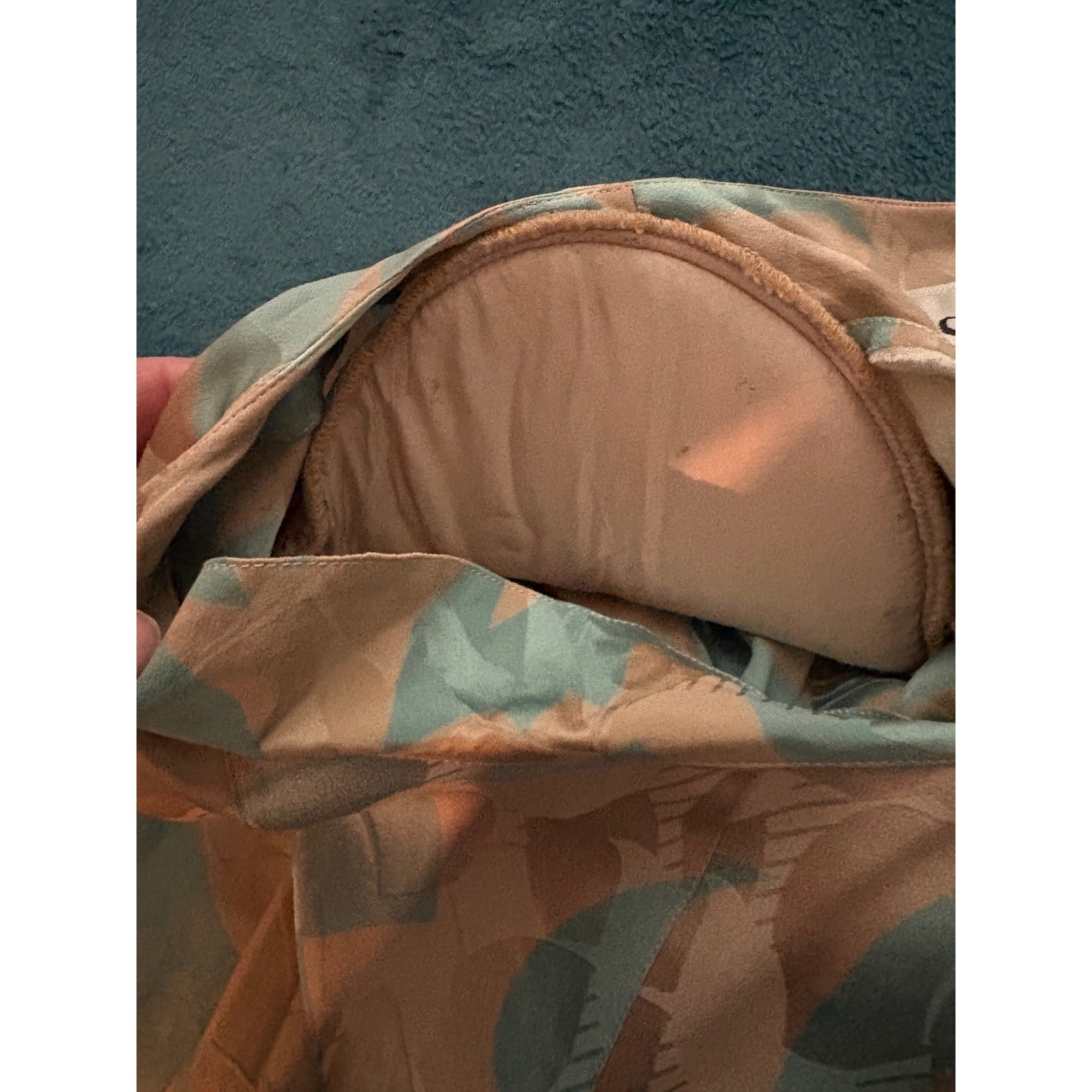 Disegni by Perez Vintage 100% Silk Abstract Leaf Button Back Midi Dress Tan 4
