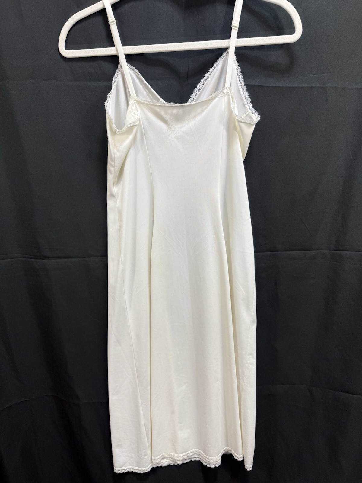 Vtg JC Penney MG 34/12 LL Whitesmoke Antron Nylon Long Full Slip Dress Side Slit