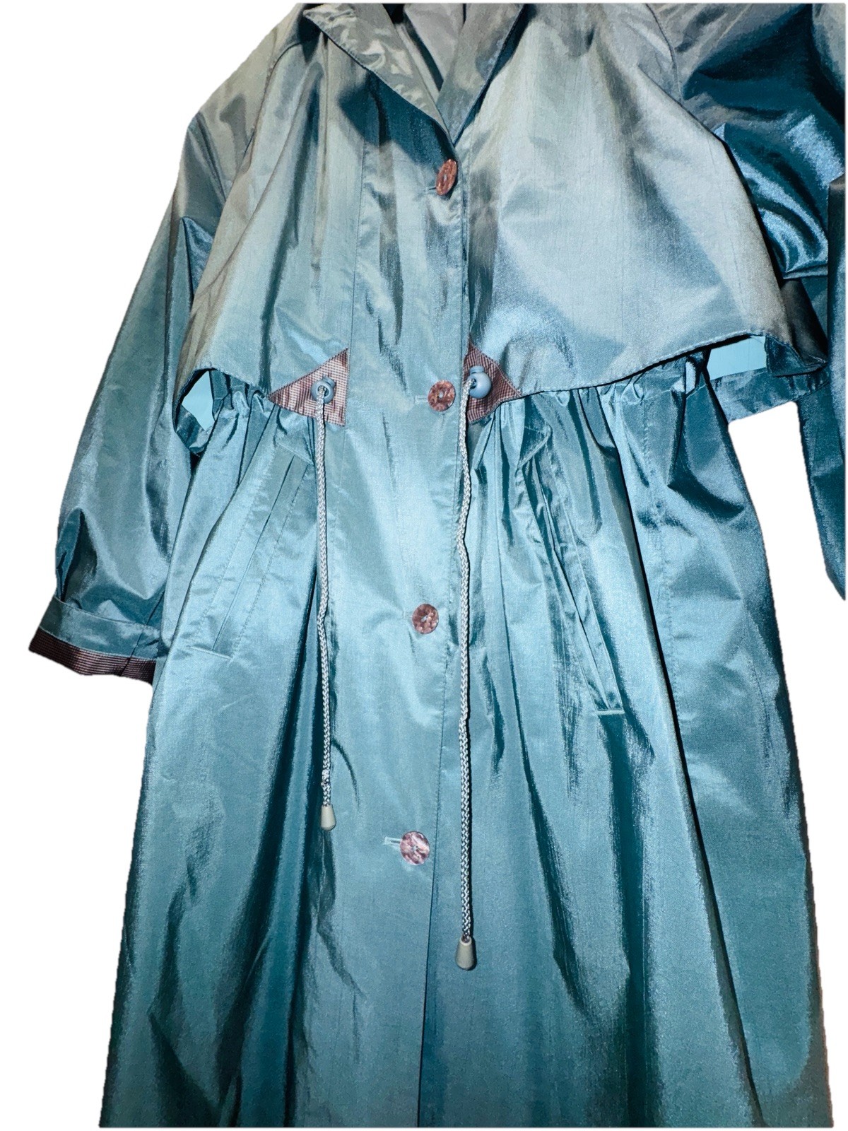 Coat Collectibles Vintage Teal blue Women’s Trench Rain Coat Size 10