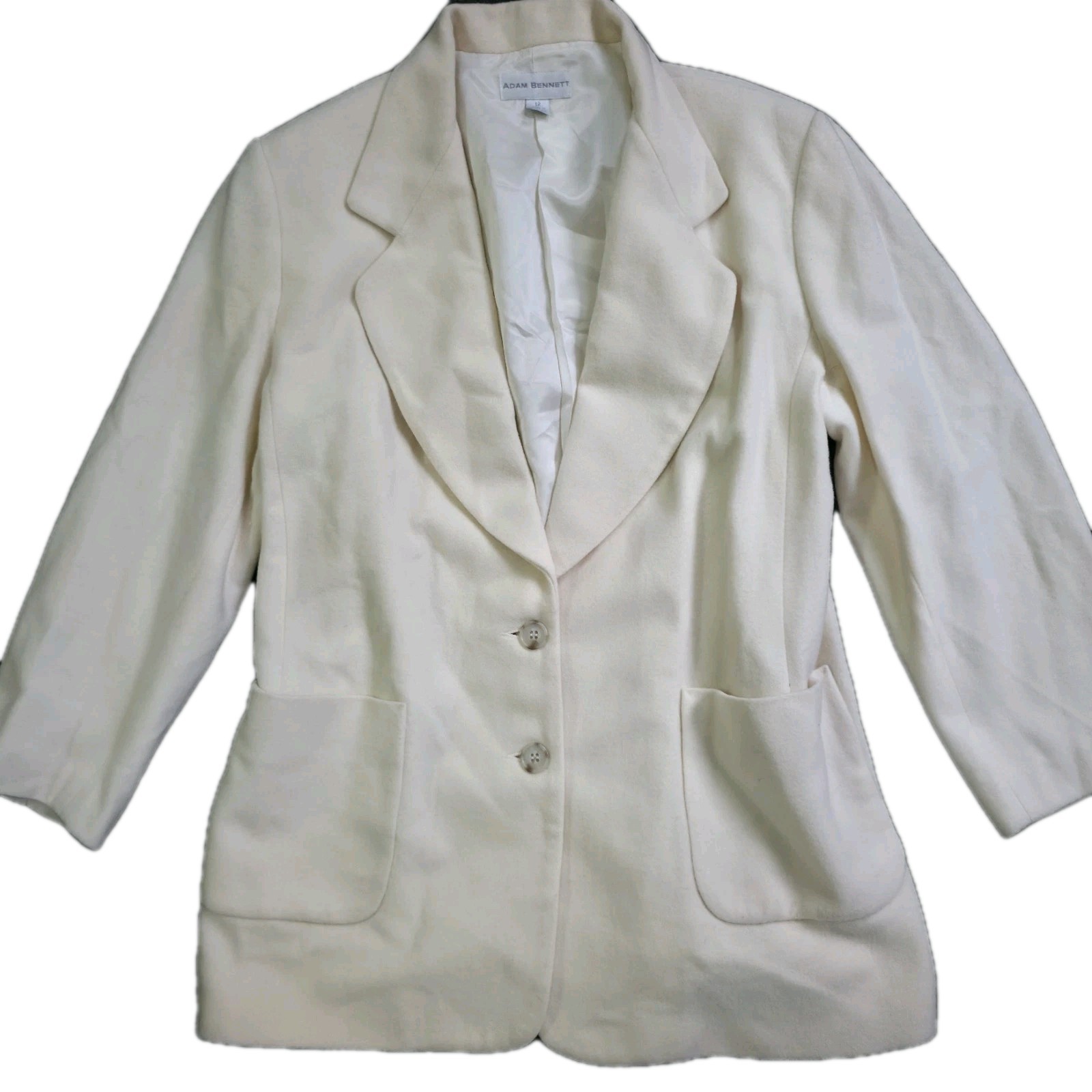 Vintage Adam Bennett Beige Wool Cashmere Blazer Jacket Size 12 Made In Australia