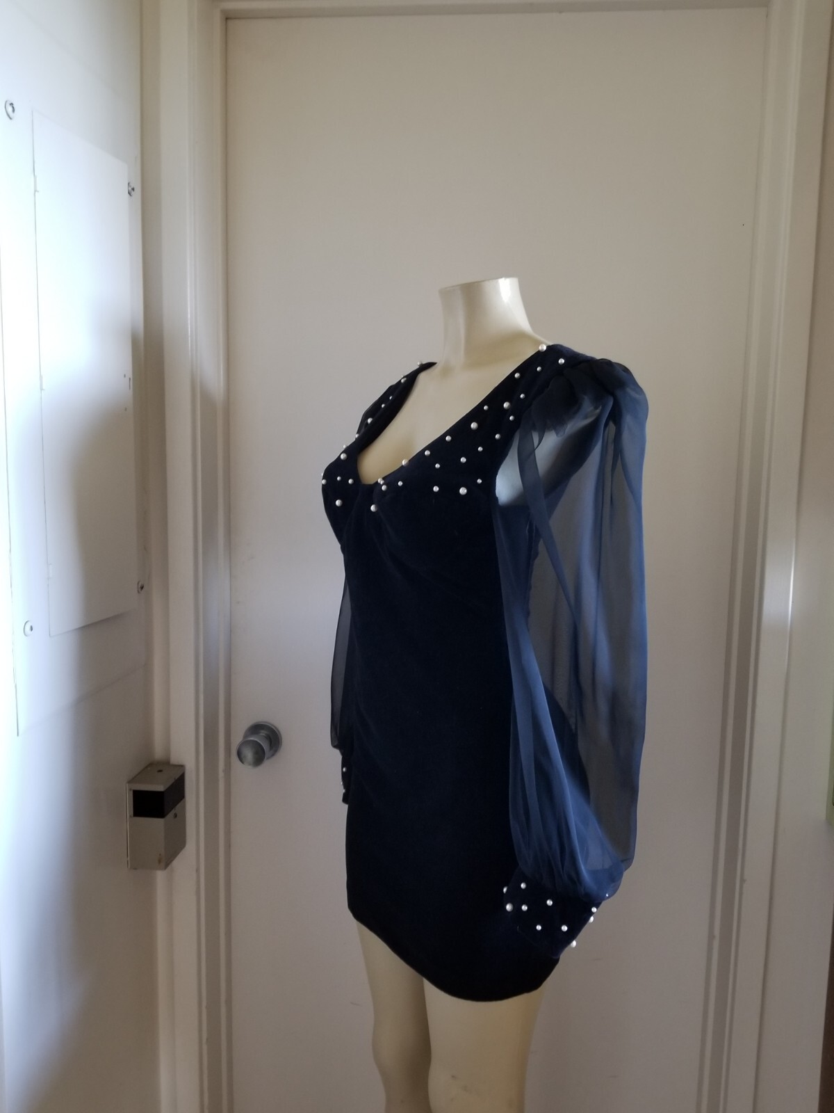 Vintage 80s Karen Okada climax david Howard pearls velour dress