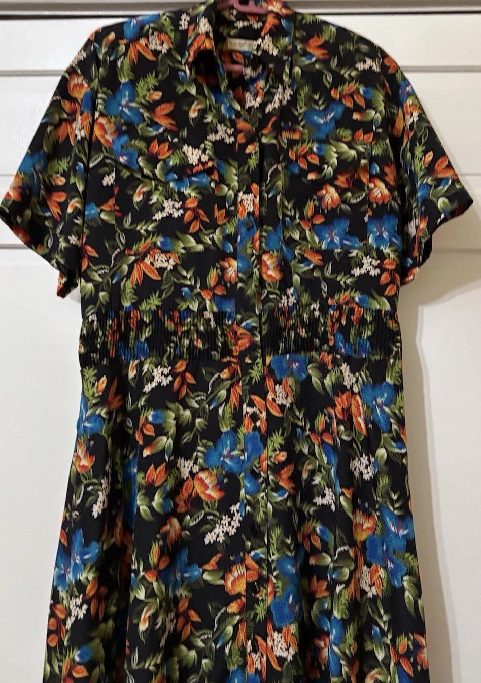 Vtg Y2K 1990’s Liz Claiborne Black Floral Short Sleeve Dress Size 6 Secretary