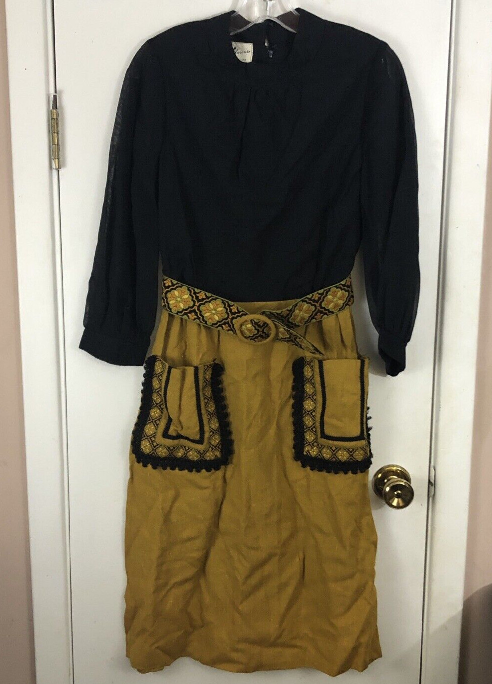 Vtg 70’s Hippie Boho gypsy dress Herman Marcus dark academia steampunk gothic