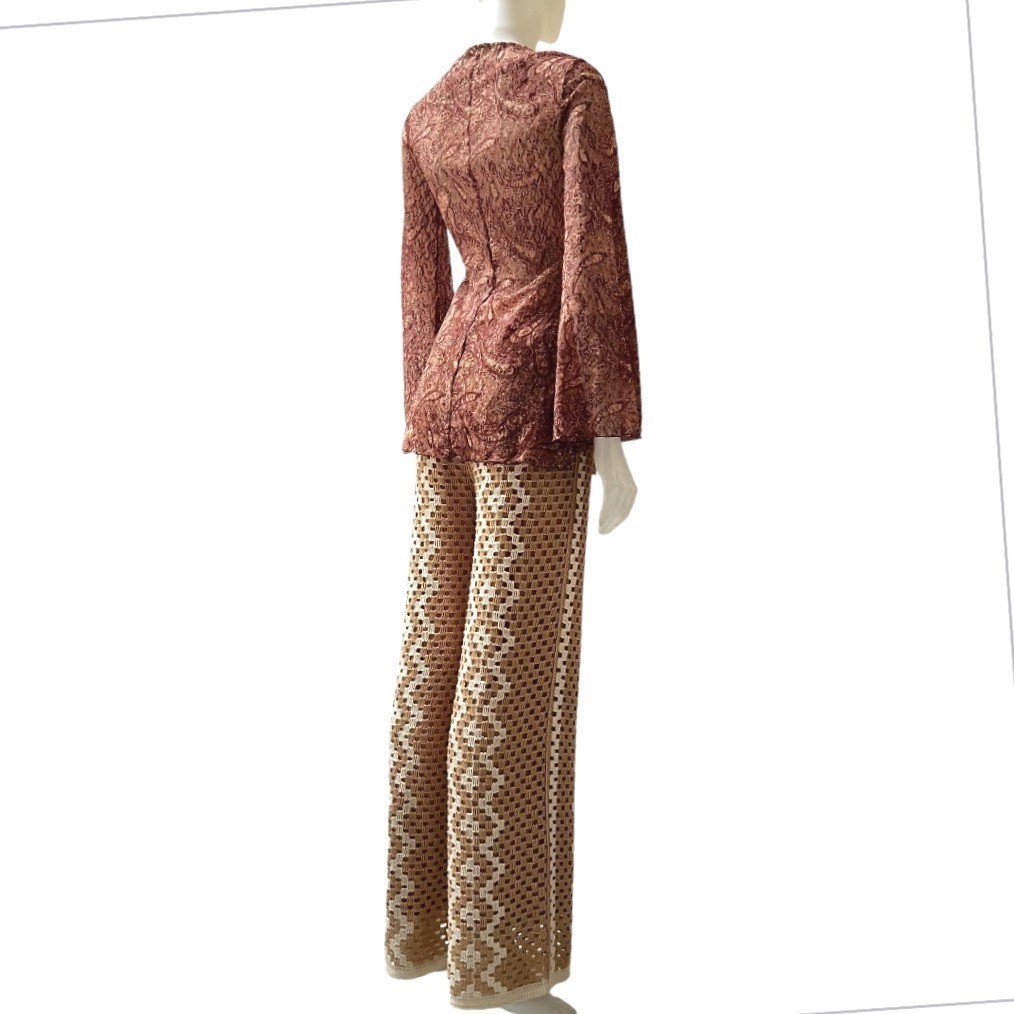 Vtg 90s Bisou Bisou Paisley Lace Bell Sleeve Top Boho S Whitchy Whimsygoth USA