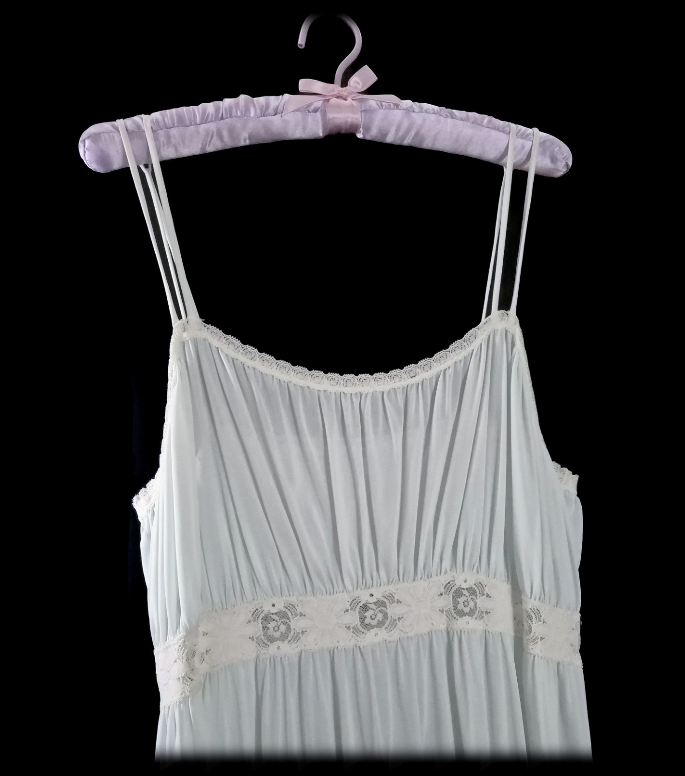2pc Vintage 60s SHEER Nylon PEIGNOIR Set CHIFFON Nightgown LONG Gown Teal ~ M/L