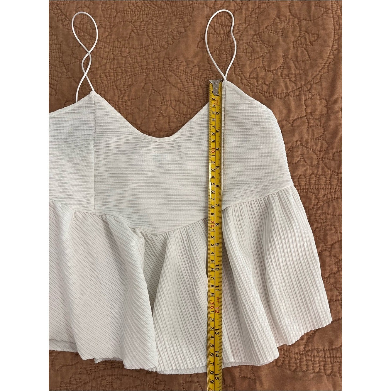 White Pleated Peplum Baby Doll Cami Top Women Small Tank Spaghetti Strap Y2K
