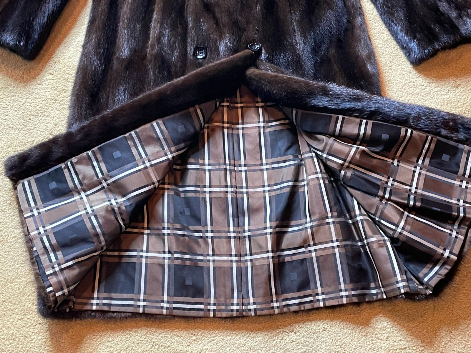 Vintage 40s 50s Carl Herrmann Fur Mink Coat Double Breasted Trench Long Jacket L