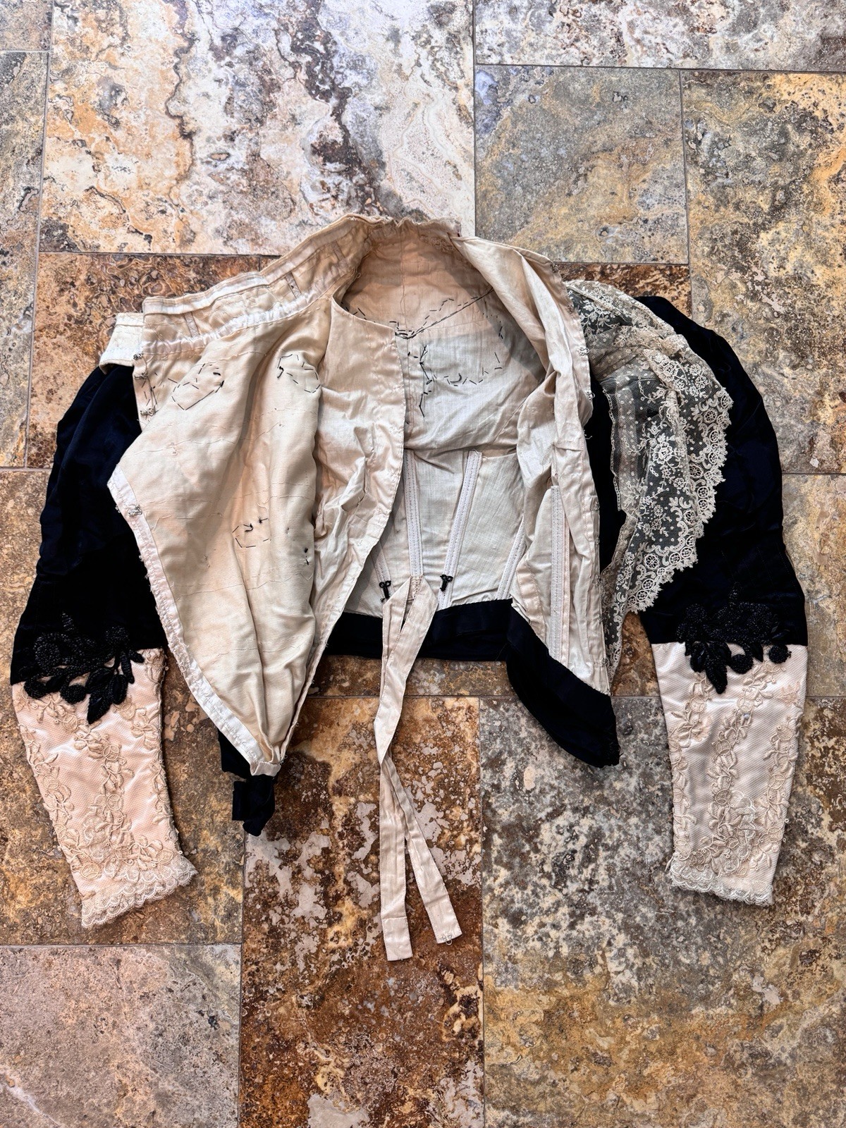 Antique Victorian Couture Bodice c1888–1893 Worth-Era Black Leg-of-Mutton Sleeve