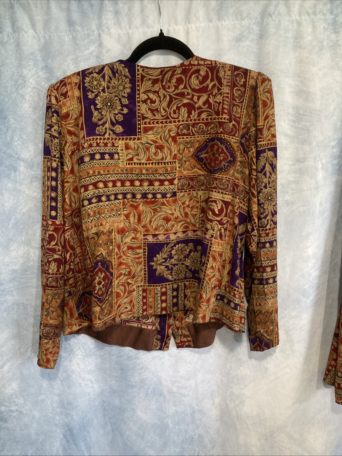 Vtg 80s 90s More Jazz Rayon Blouse Skirt Set Plus Sz 18 Tapestry Boho Floral USA