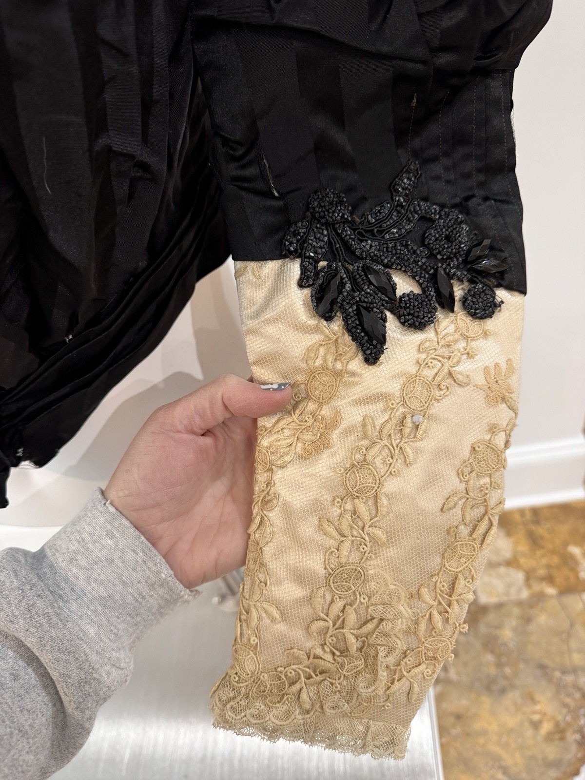 Antique Victorian Couture Bodice c1888–1893 Worth-Era Black Leg-of-Mutton Sleeve