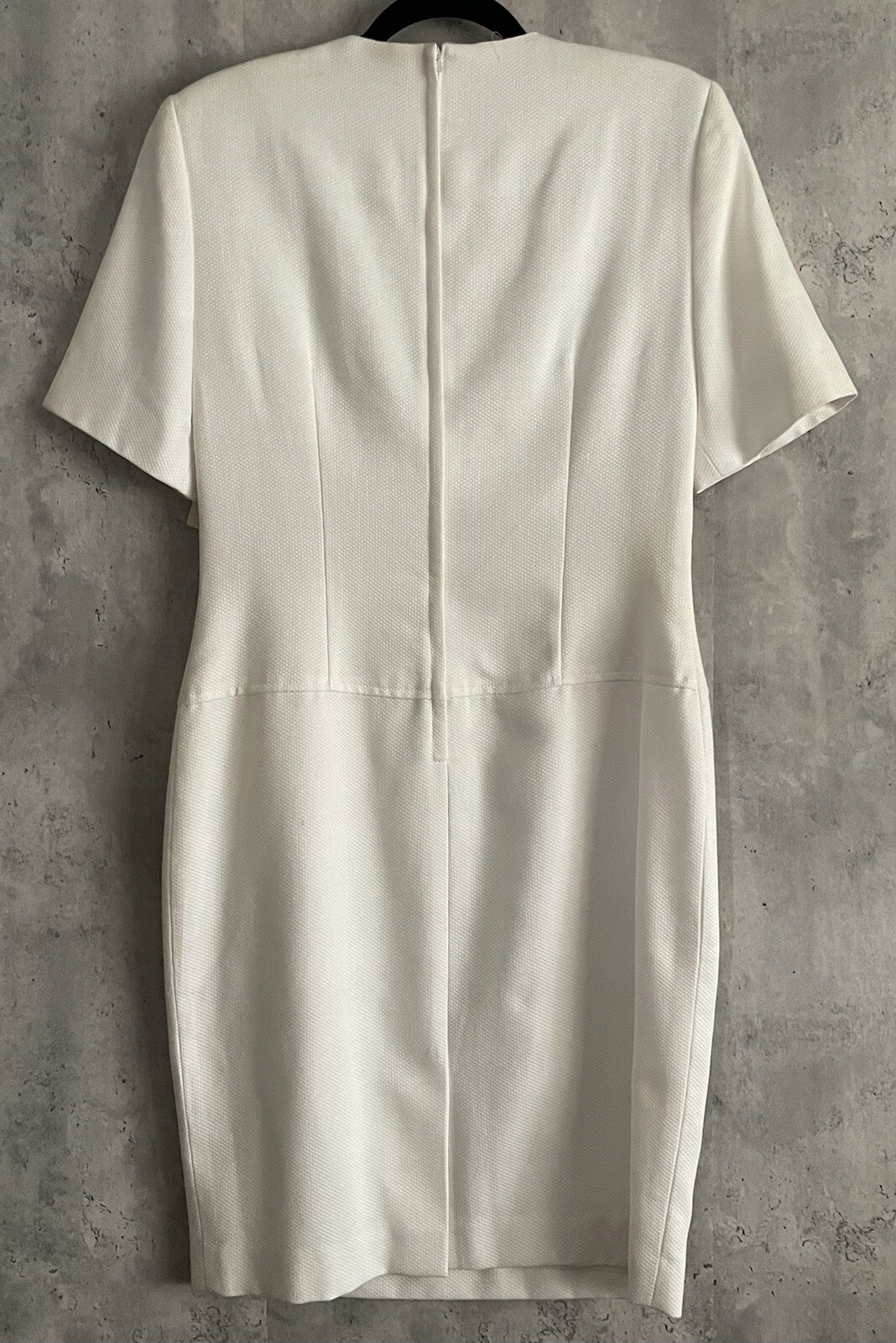 NWT’s Vintage MODE White Cotton Gold Color Button Accents Sheath Lined Dress Sz6