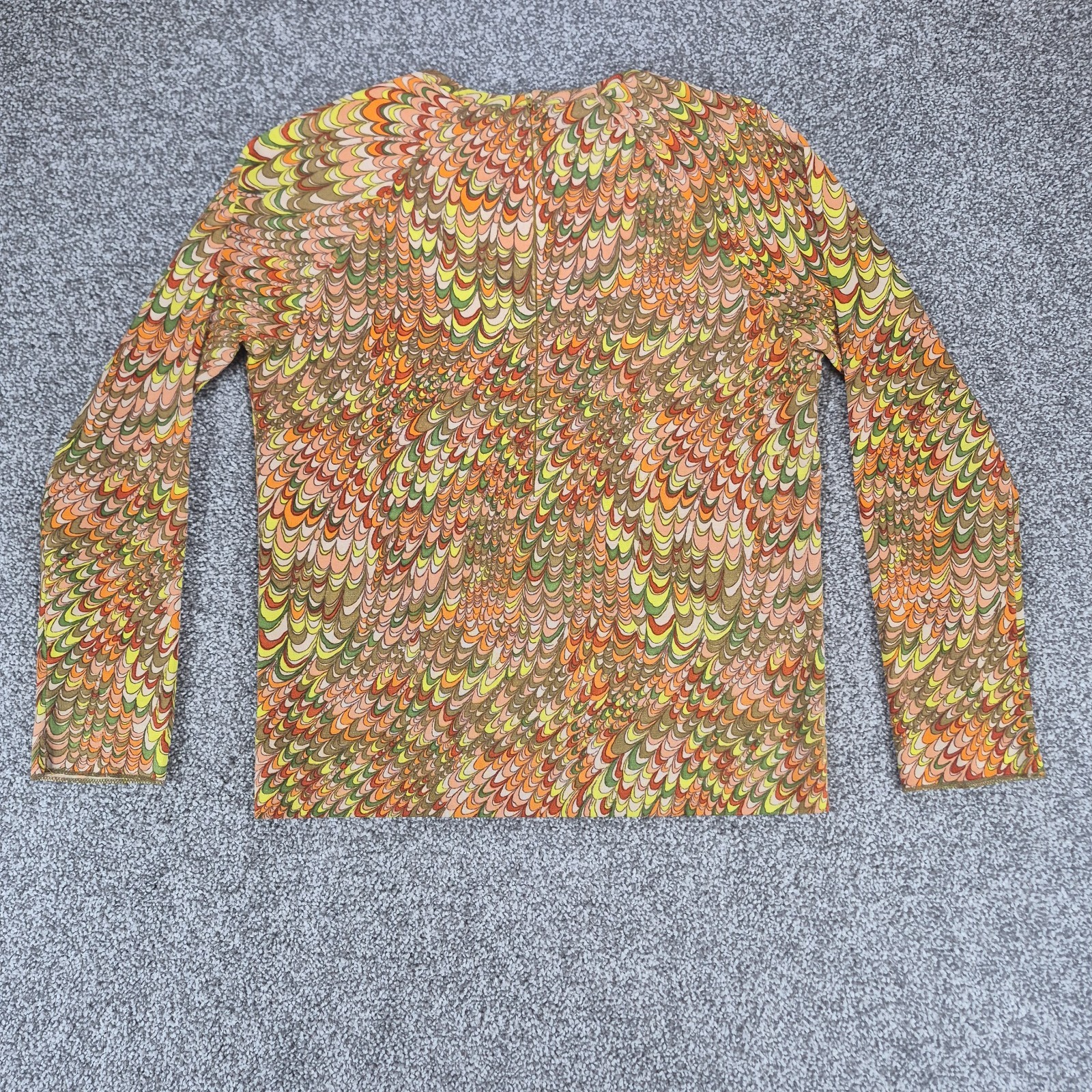 Vintage Goldworm 60s Merino Wool Long Sleeve Top Italy Size 14 Multicolor