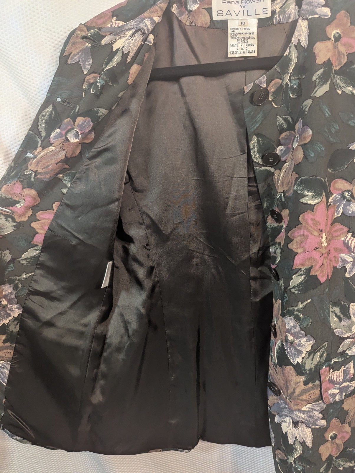 Vintage 80s 90s Rena Rowan For Saville Size 10 Floral Jacket Blazer Button Down