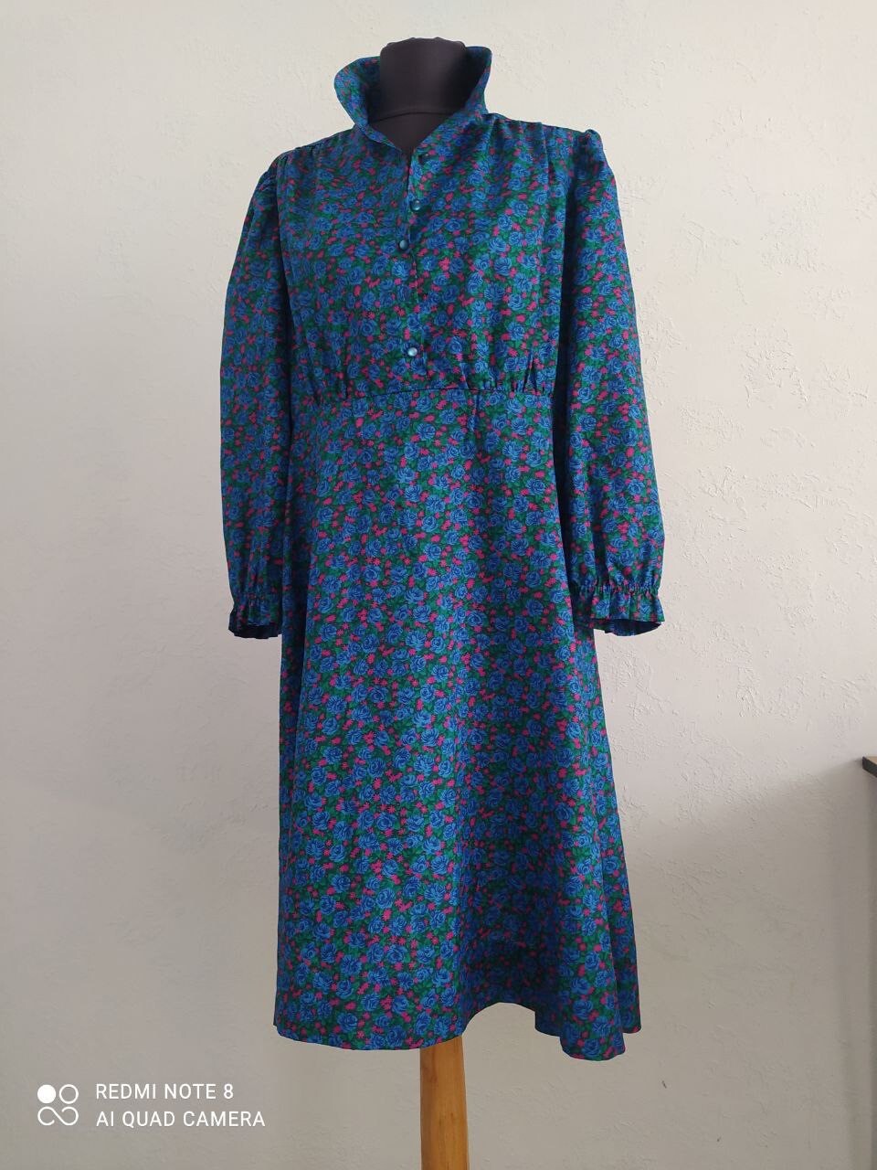 Vintage Women’s Dress Retro Maxi Long Floral Handmade Unbranded, UK 14, US 12