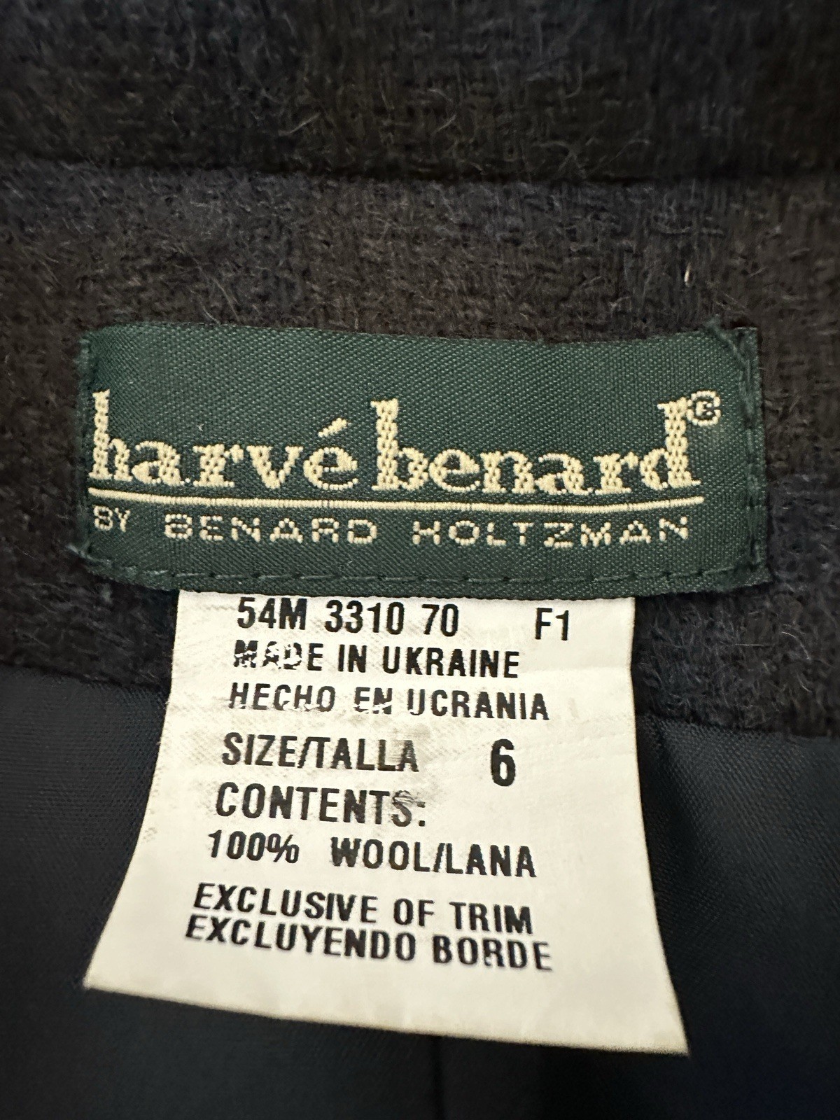 Vtg 90s New Harve Bernard Wool Blazer Jacket Brown Blue Houndstooth Minimalist 6