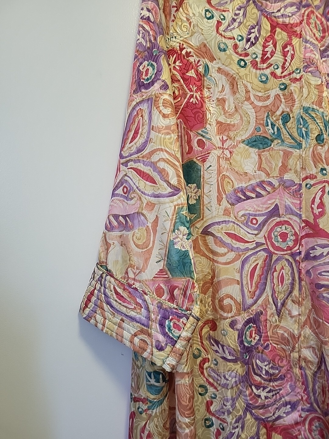 Mary Mcfadden Vintage Long Peignoir Set Gold Purple Pink Small