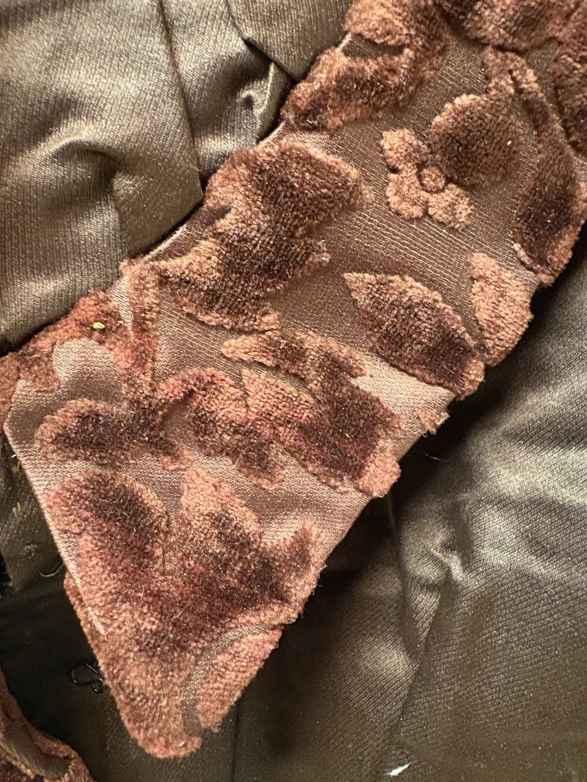 Antique Victorian Satin Velvet Brocade Corset Vest Undergarment Top
