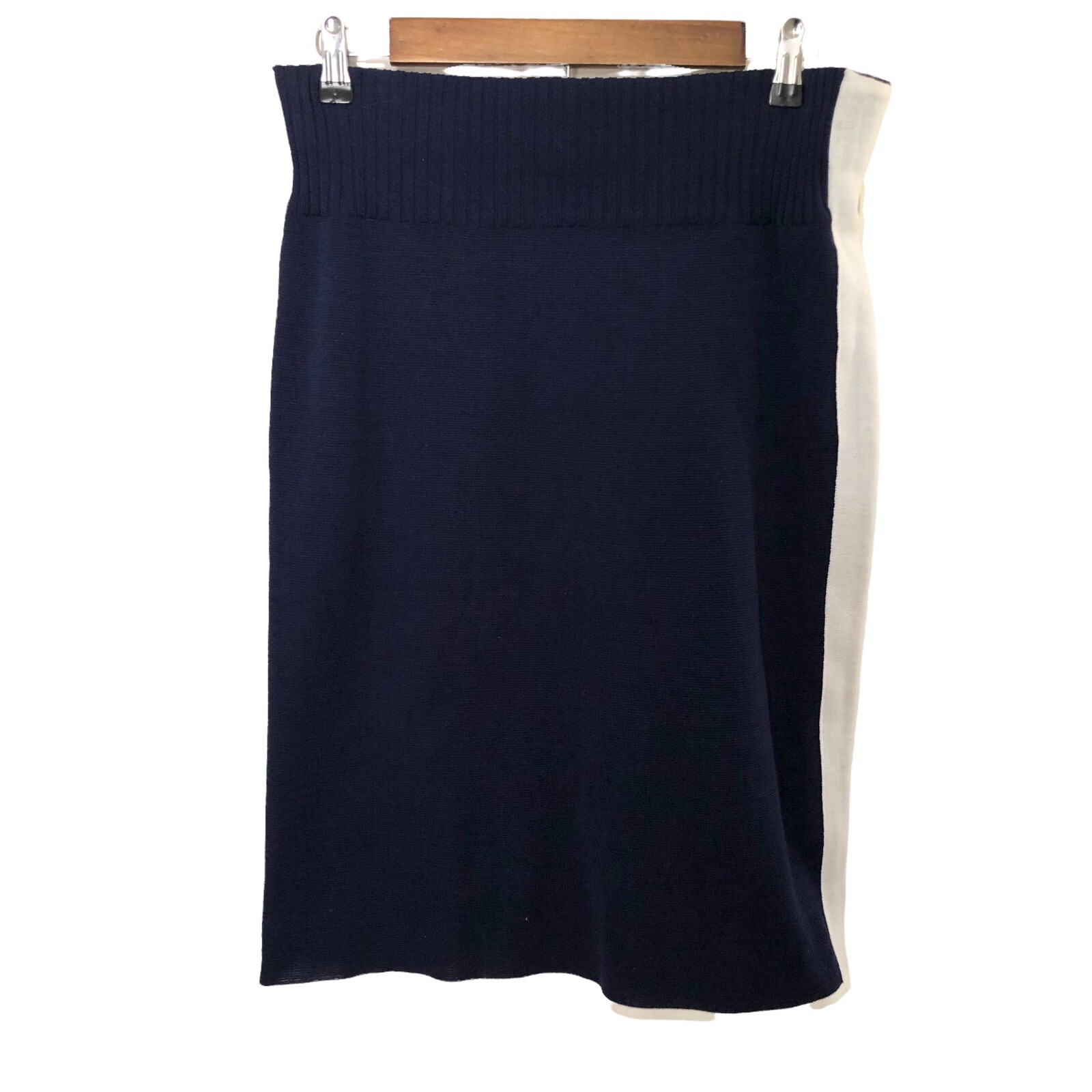 Rare VTG ” Bernard Perris ” Paris Blue & White 80’s Pencil Skirt FR 44 Designer