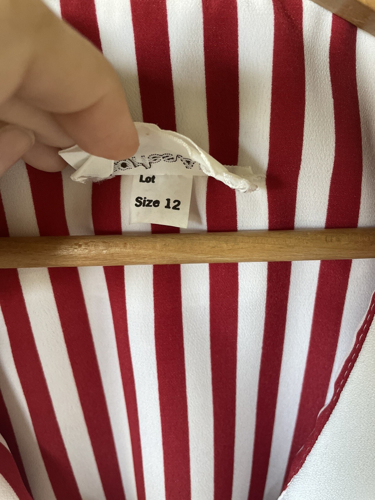 VTG 80s NIEMAN MARCUS ~ CHARLES ALAN Sz 12 Striped Dressy Blouse Shell Top