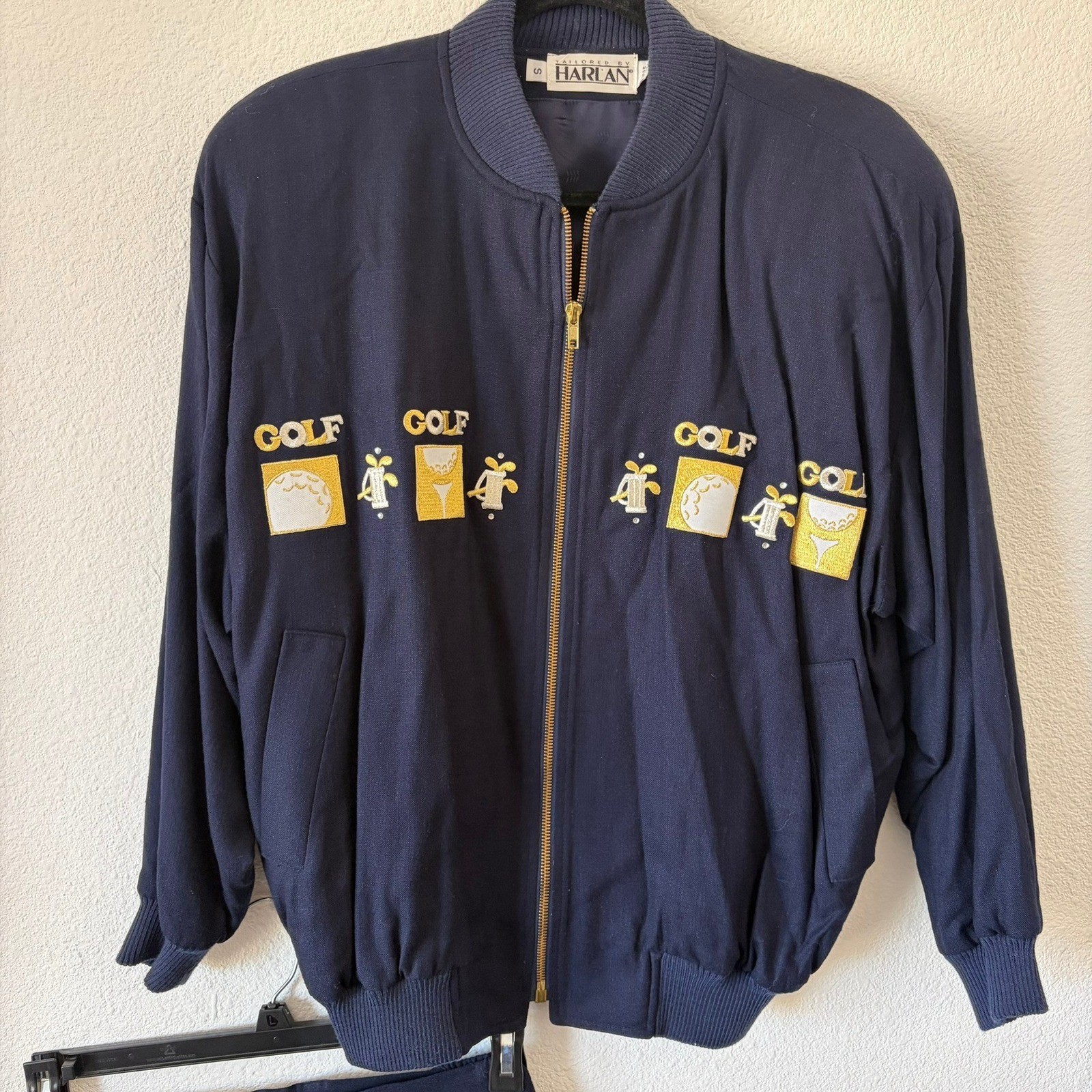 Embroidered Vintage Golf Jacket & Shorts Set Women Small Navy Blue Country Club