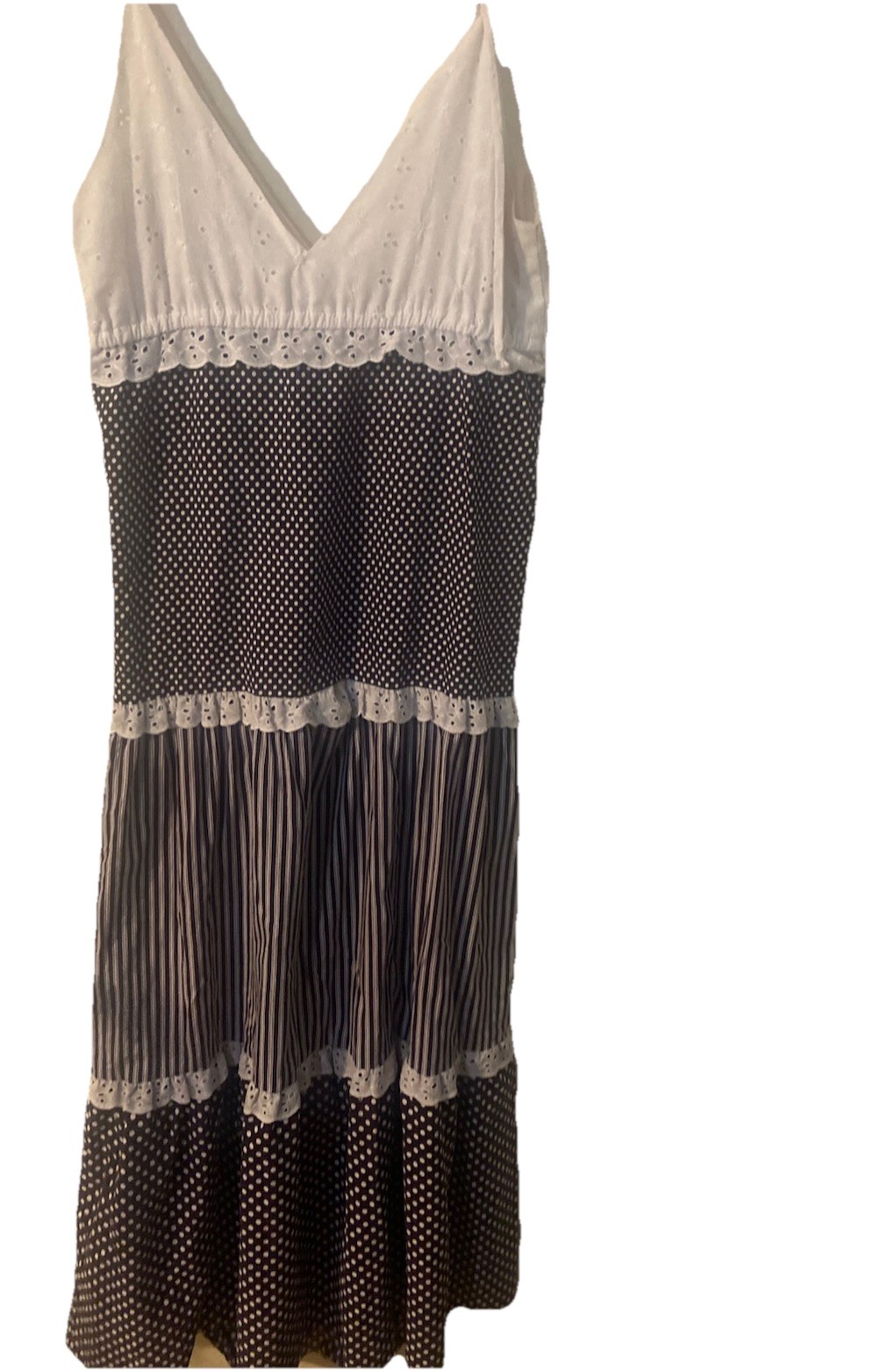1970s Brown and White Polka Dot /spaghetti Strap Maxi Dress Boho