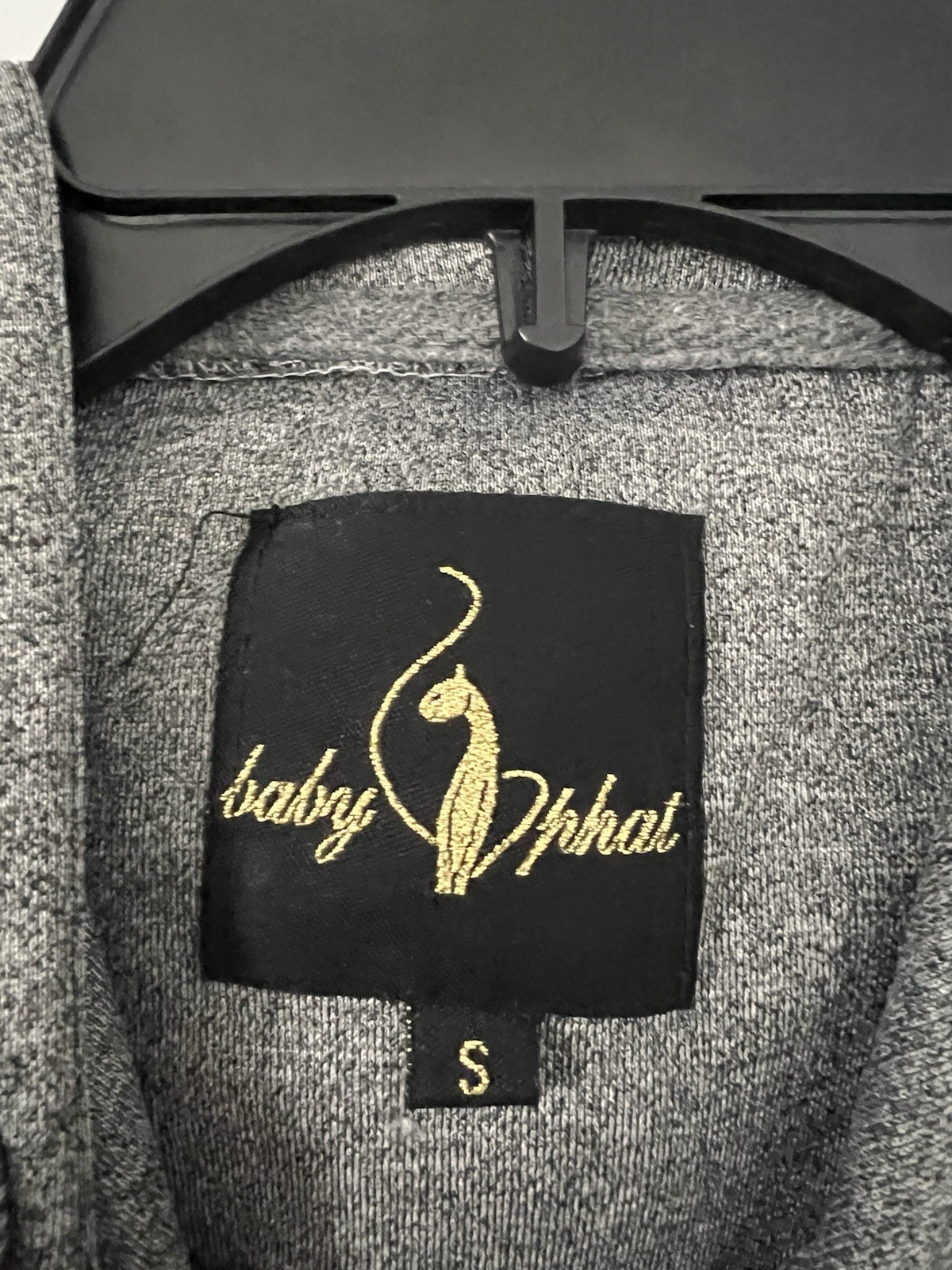 Y2K BABY PHAT Gray/ Yellow Women’s 2000s Cropped Hoodie Logo Trim Small