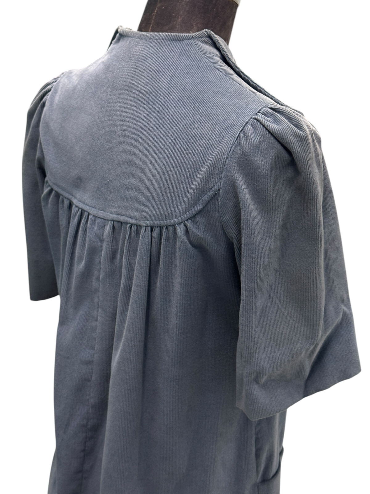 70’s Vintage India Imports Of Rhode Island Blue Corduroy Boho Smock Dress Sz XP