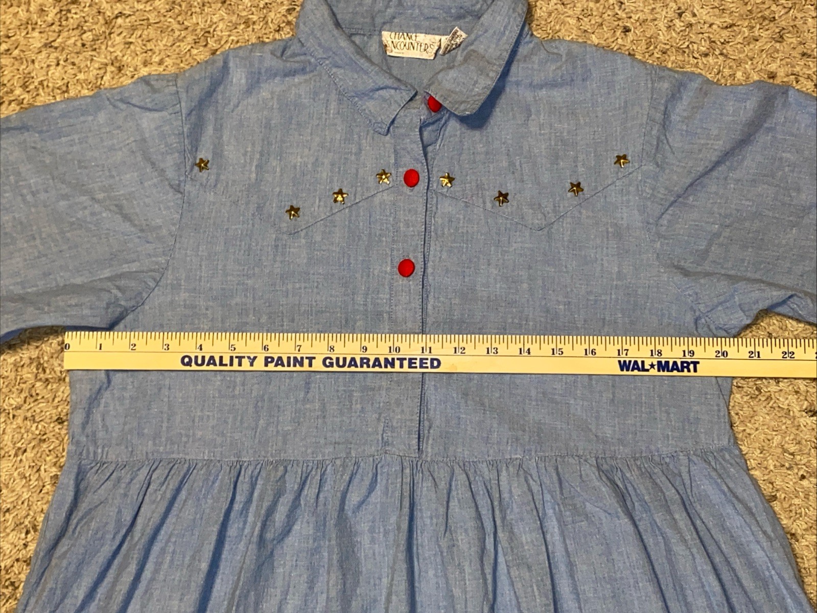 Women’s Vintage 90s Blue Western Cowgirl Embroidered Dress Size Lg Red Hat Boots