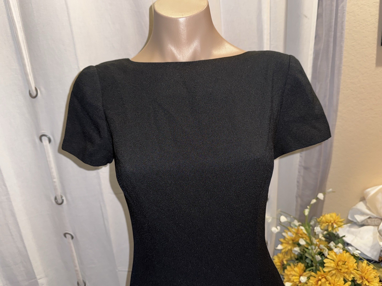 VTG Morton Myles for the Warrens Wiggle Ruffle Short Sleeve Black Dress Sz 4