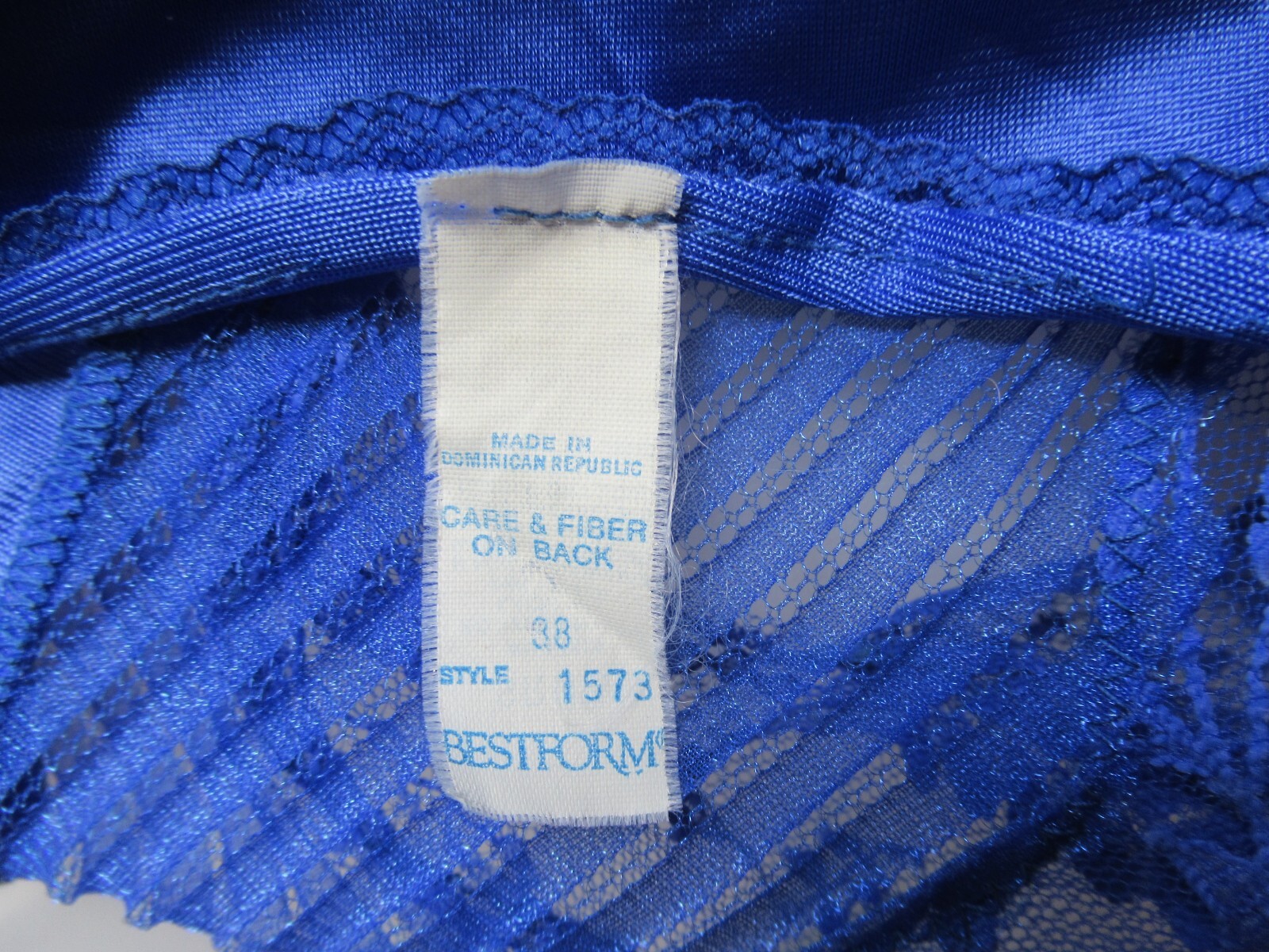 Vintage Bestform Blue Nylon Poly Lace Sexy Sheer Flutter Ruffle Teddy Lingerie M