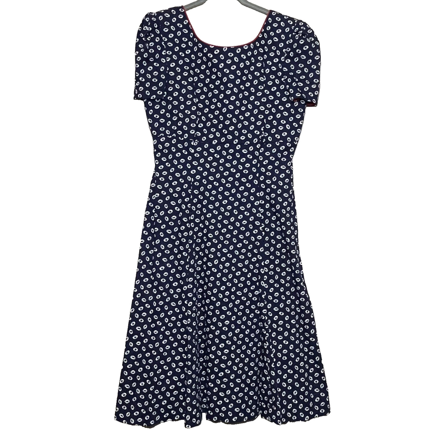 Vintage 1980s LESLIE LUCKS White Blue Red Nautical Sailor Ring Buoy Dress 10