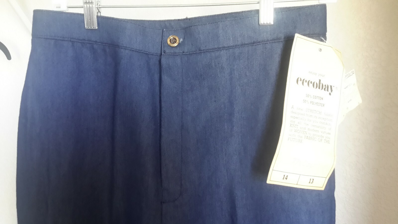 Vintage Ecco Bay Womens Size 13-14 1970s Blue Denim Jeans NWT