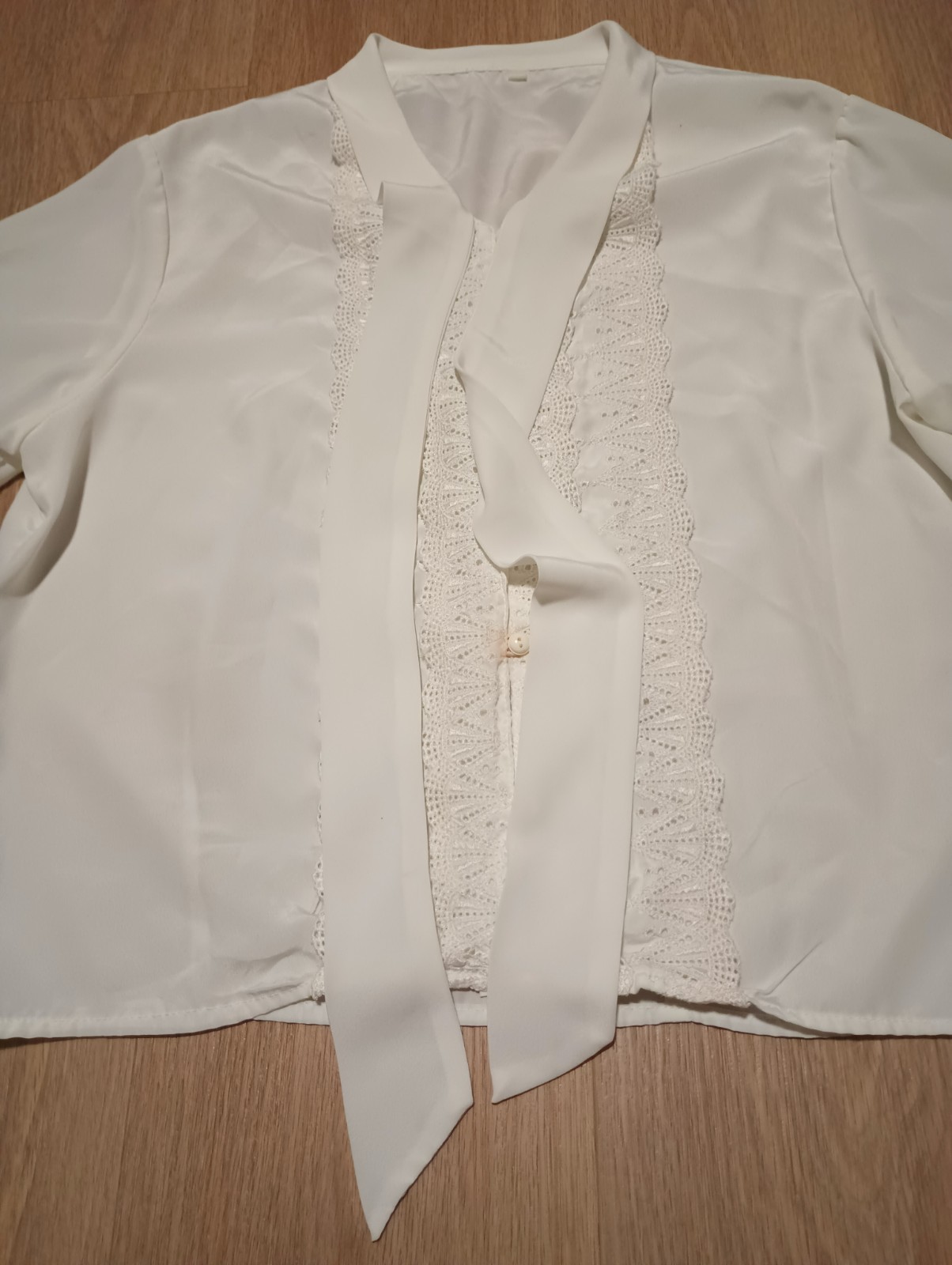 Vtg 70s Off White Smooth Soft Country Cottagecore Blouse Top office career M L