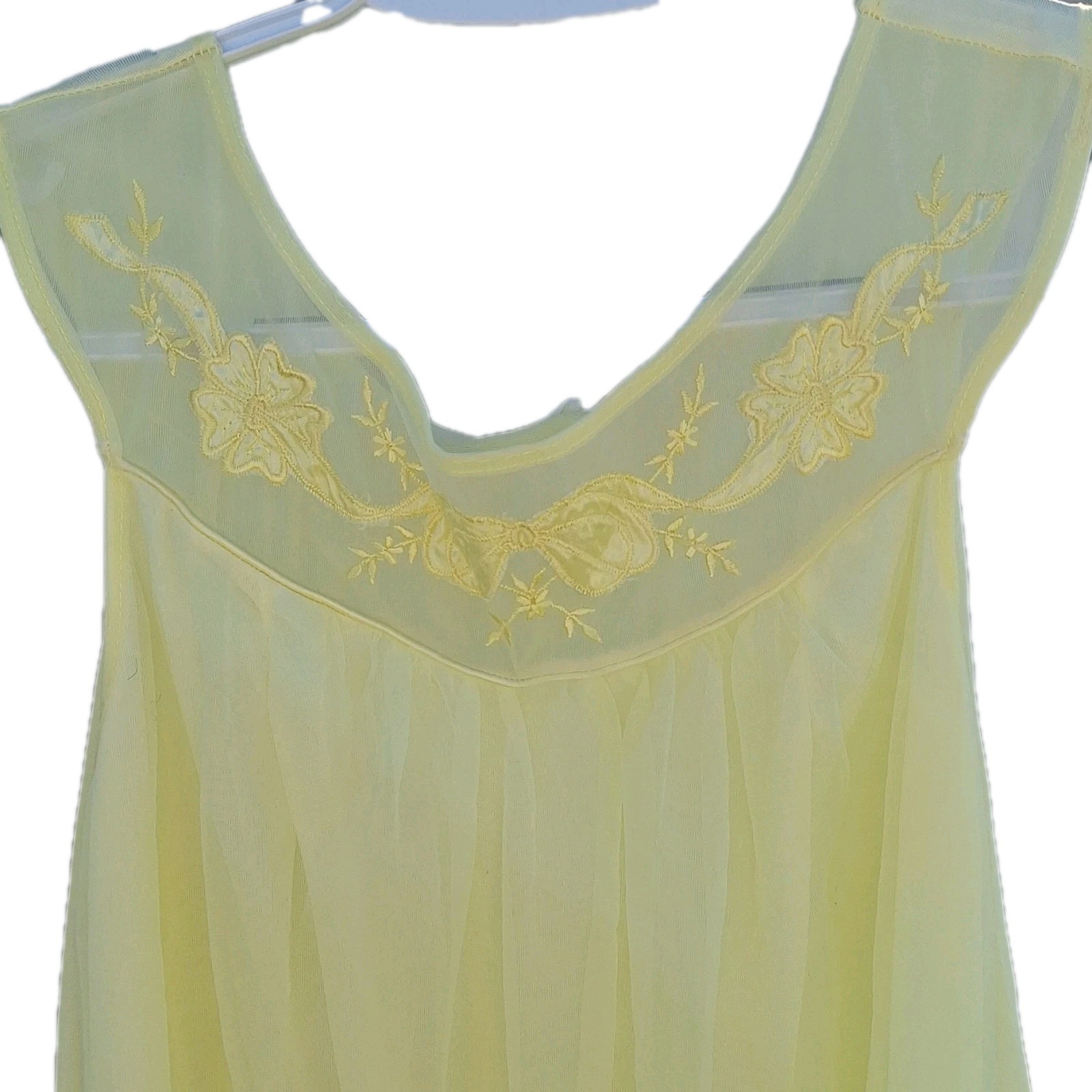Vintage Nightgown 60s Aristocraft Butter Yellow Sheer Babydoll Dress Chiffon M