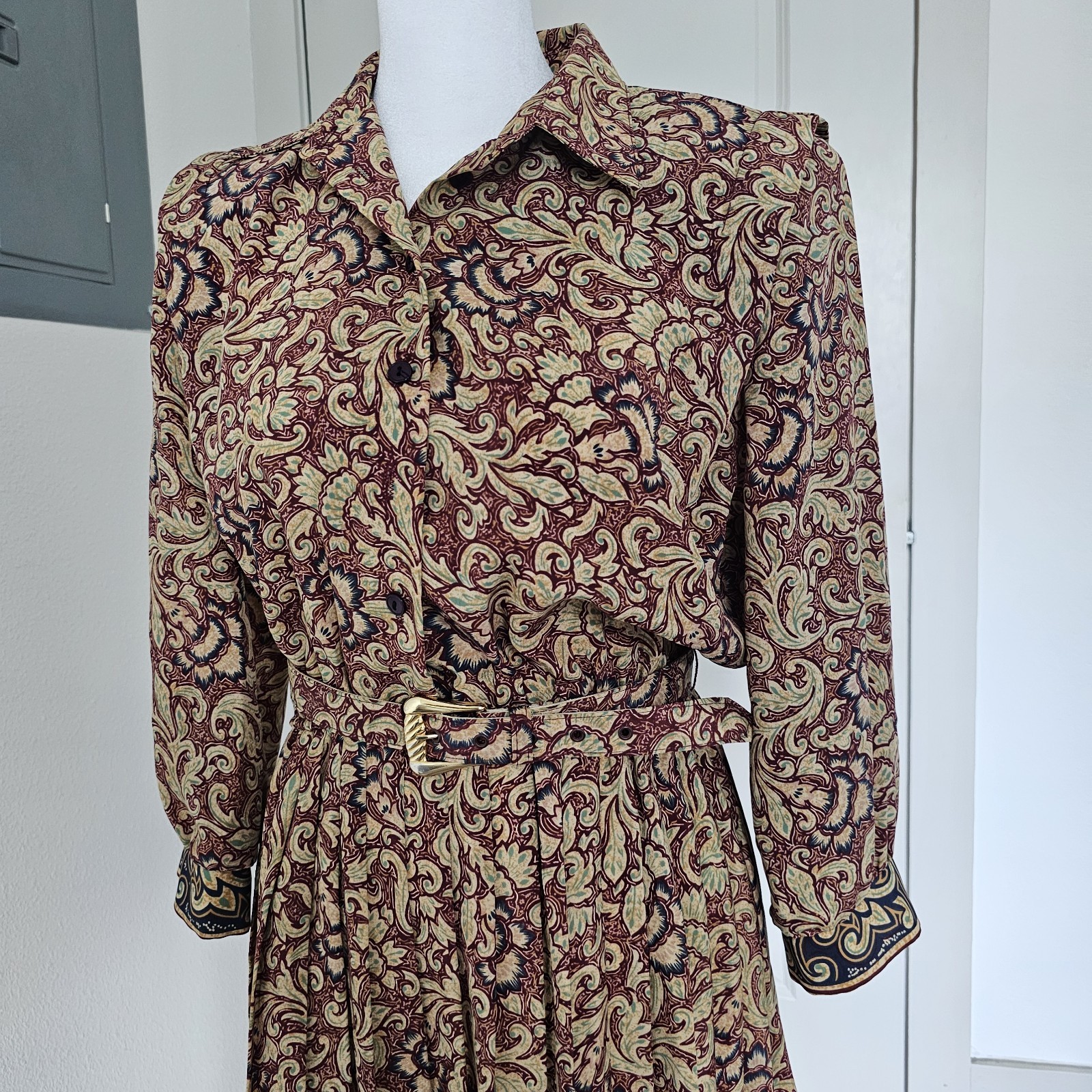 Vintage 80’s Lady Carol Petites of New York Belted Pleated Dress Size 8 Made USA