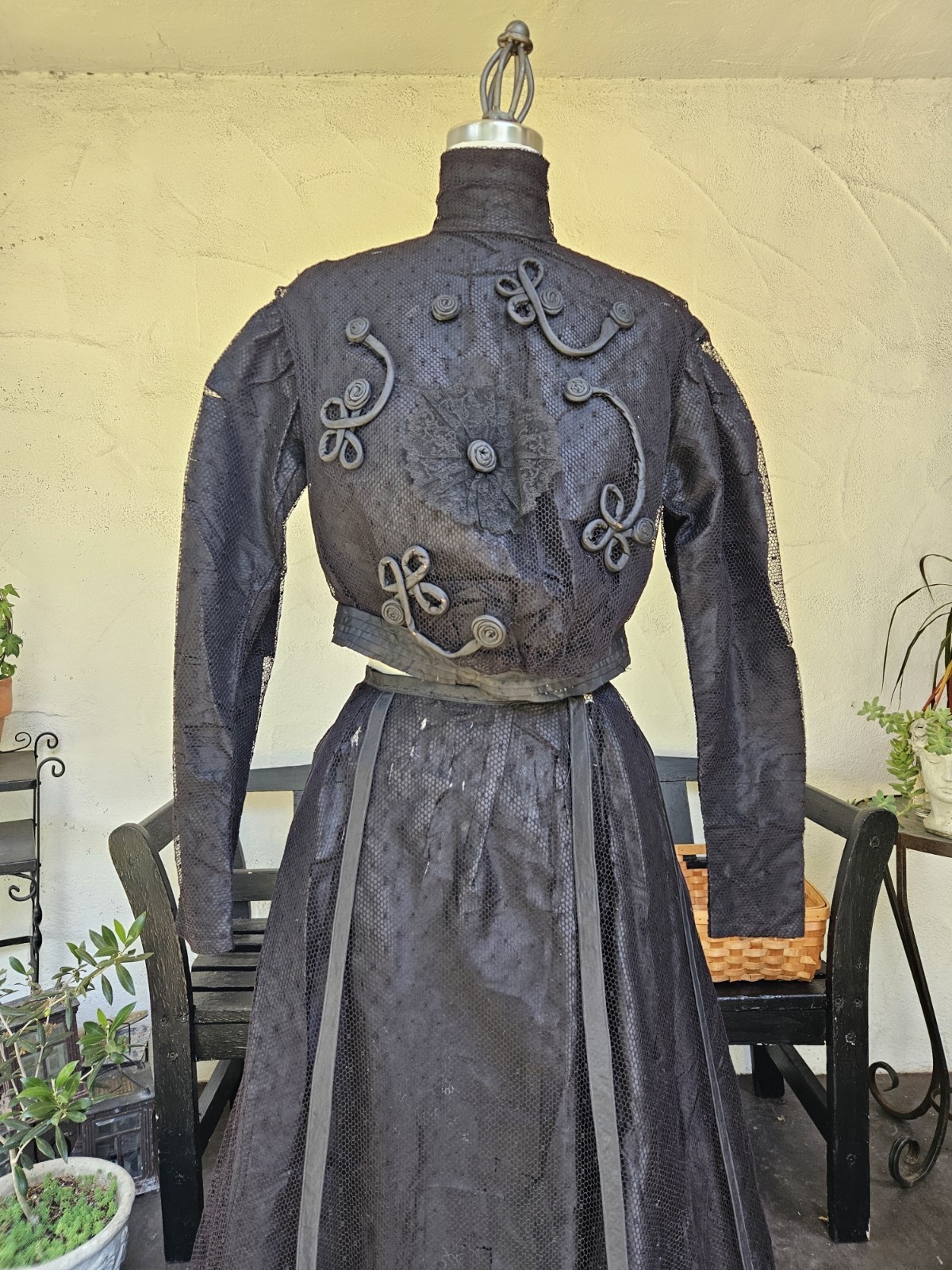 Haunted Antique 1800s Victorian Mourning Dress 2 Piece Black 19th Century Size M