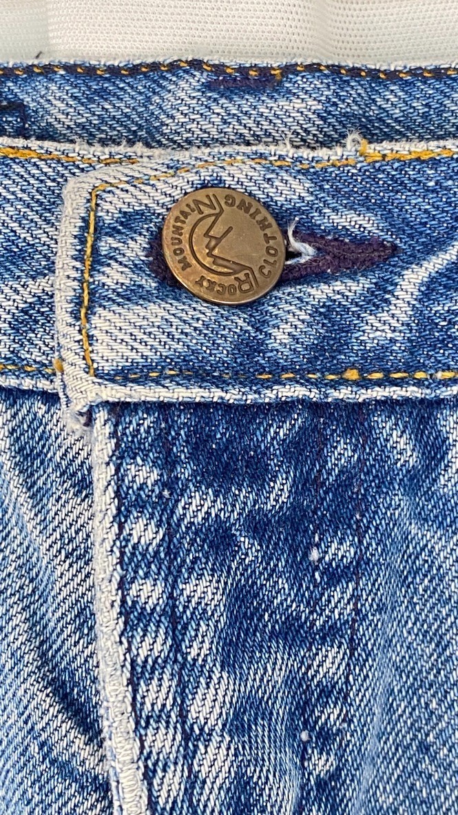 Vintage 1980s high waist jeans 25 34 side buttons ROCKY MOUNTAIN 29 blue denim