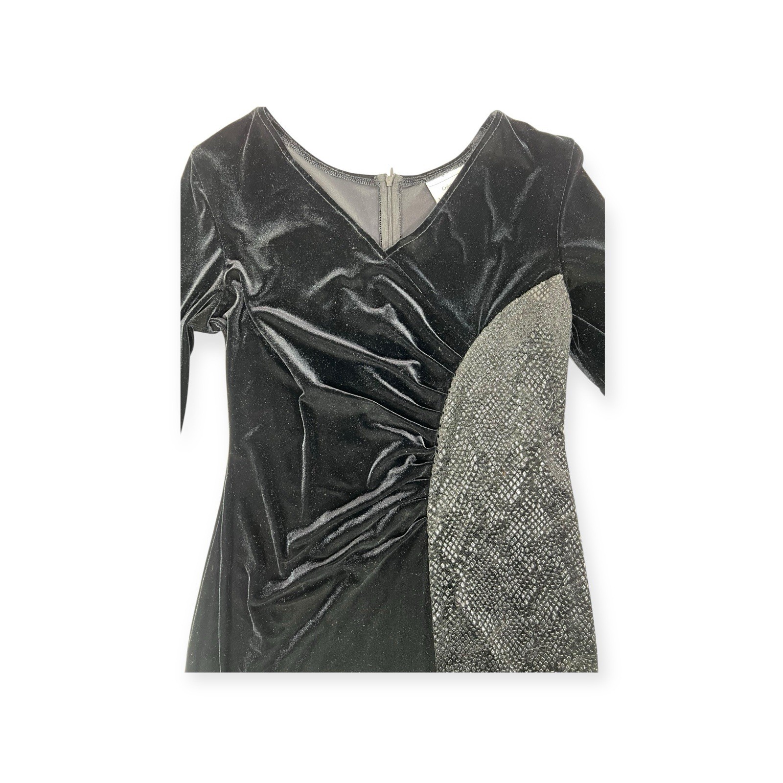 VTG 1980s VELVET LIZARD SNAKESKIN CLUB DRESS RAVE RIBKOFF NEW WAVE GOTH SEXY 10