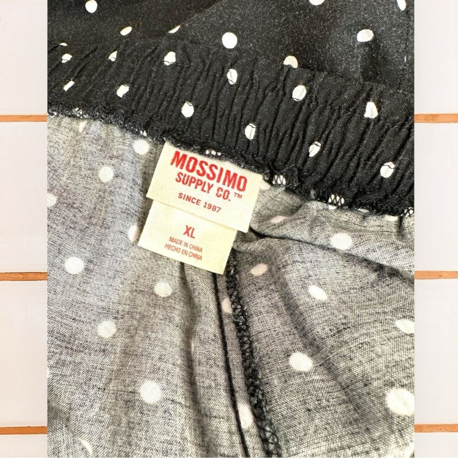 Mossimo 100% cotton black and white polka dot shorts with elastic waistband