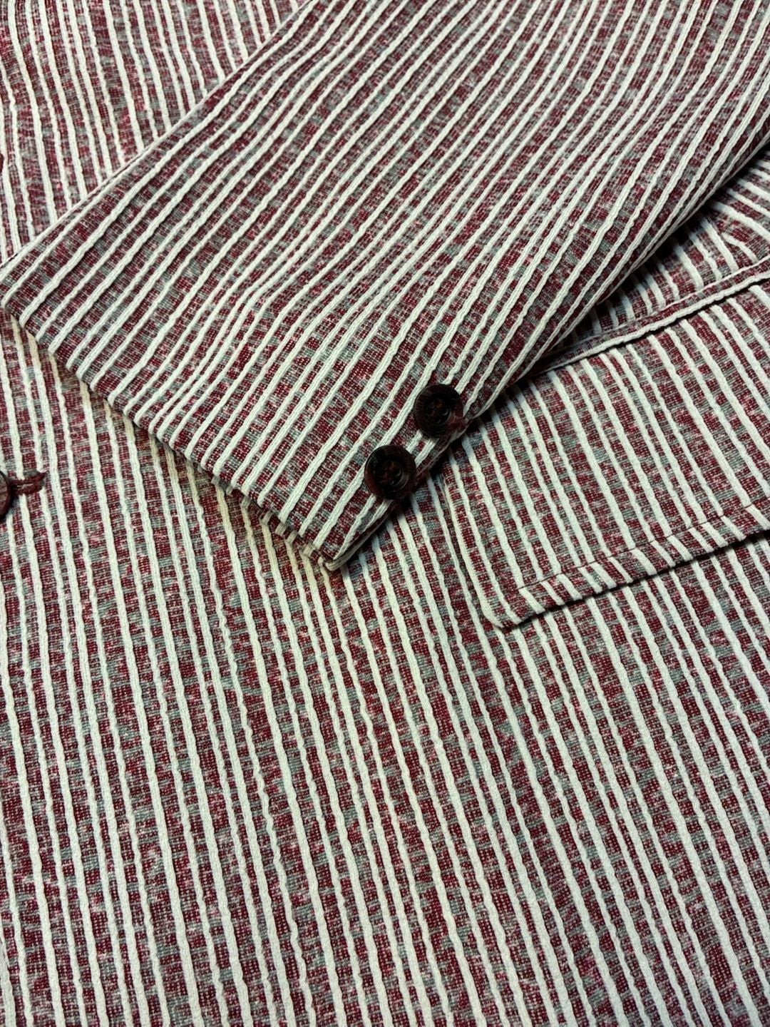 Vintage 1970s Striped Red and White Polyester Leisure Blazer