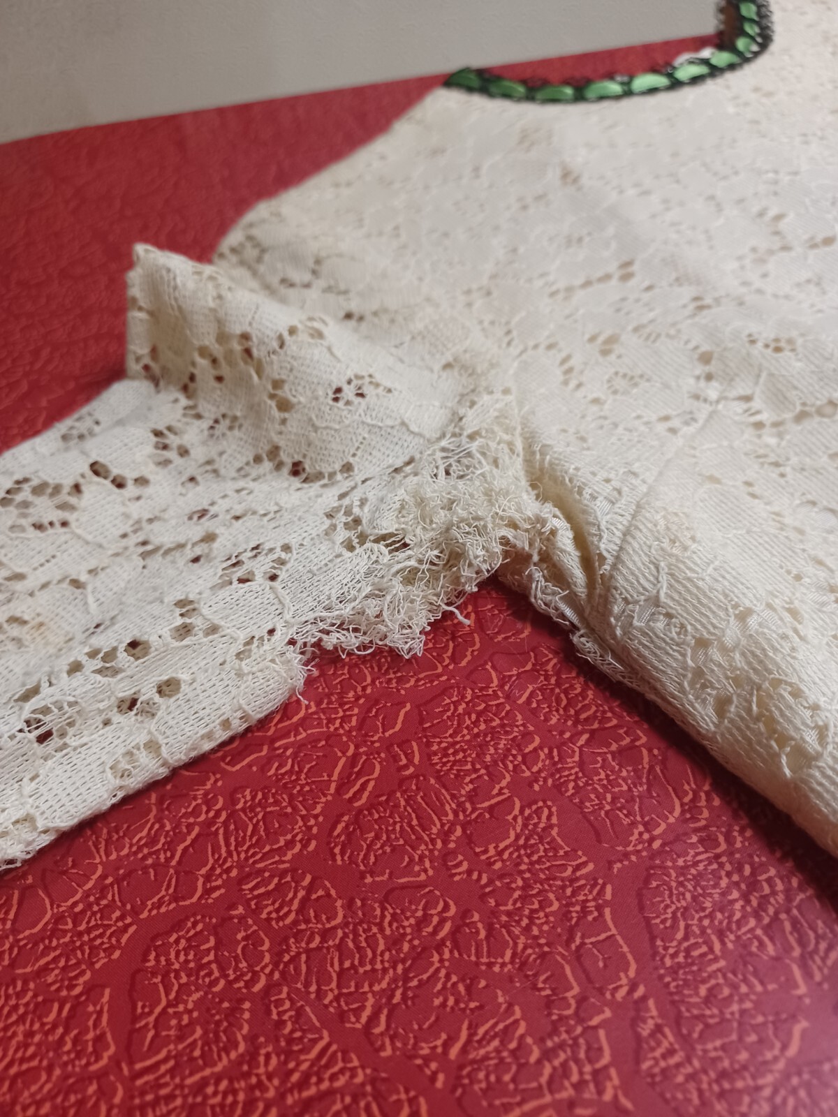 True VTG Mid-century 1960s Lace Mini Dress MCM Mod Union Label Ivory Small ~FLAW