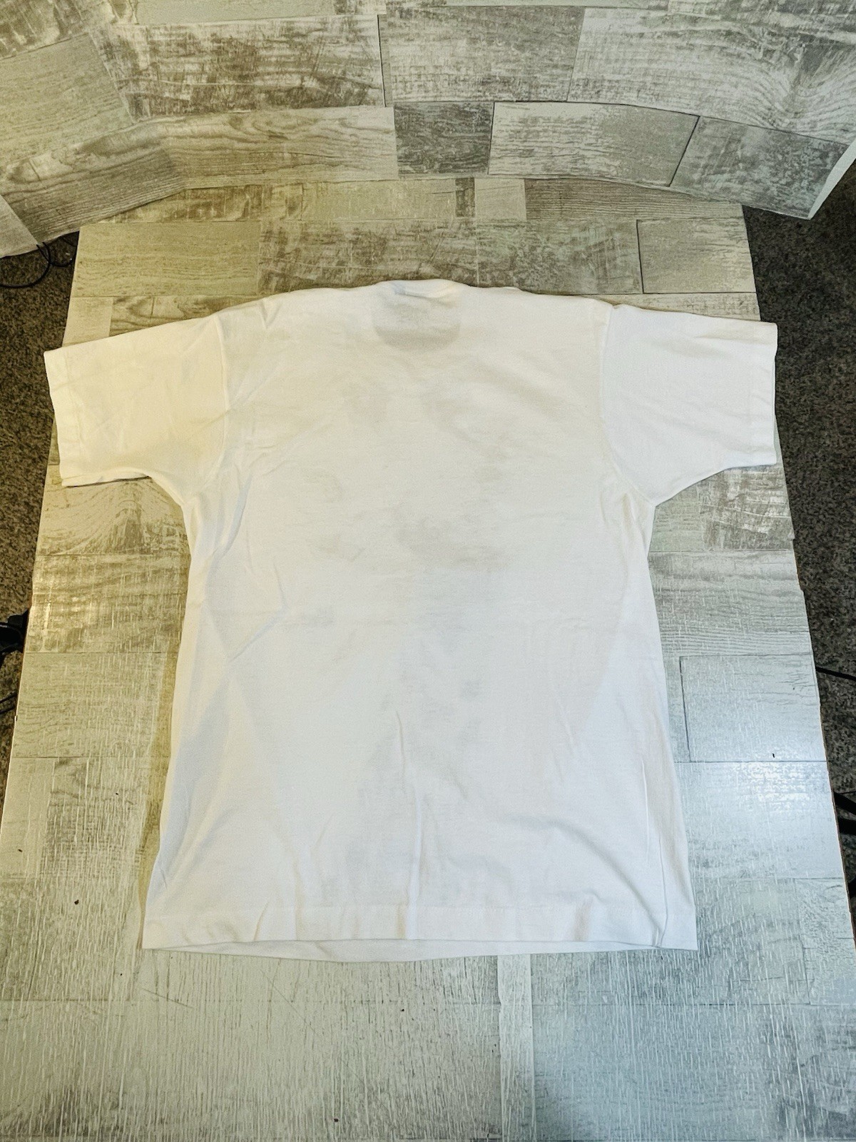 Vintage Single Stitch Screen Stars Women’s Large White Gold Sparkle Giraffe Tee