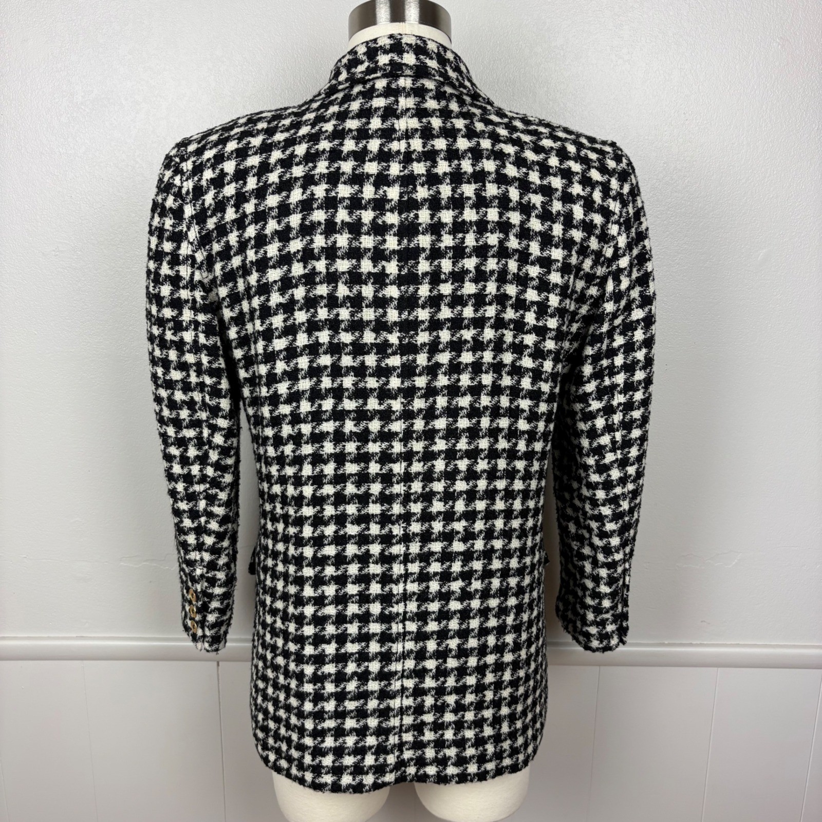 Lizwear Petite Vintage Houndstooth Blazer Size 4P Black White Academia Classic