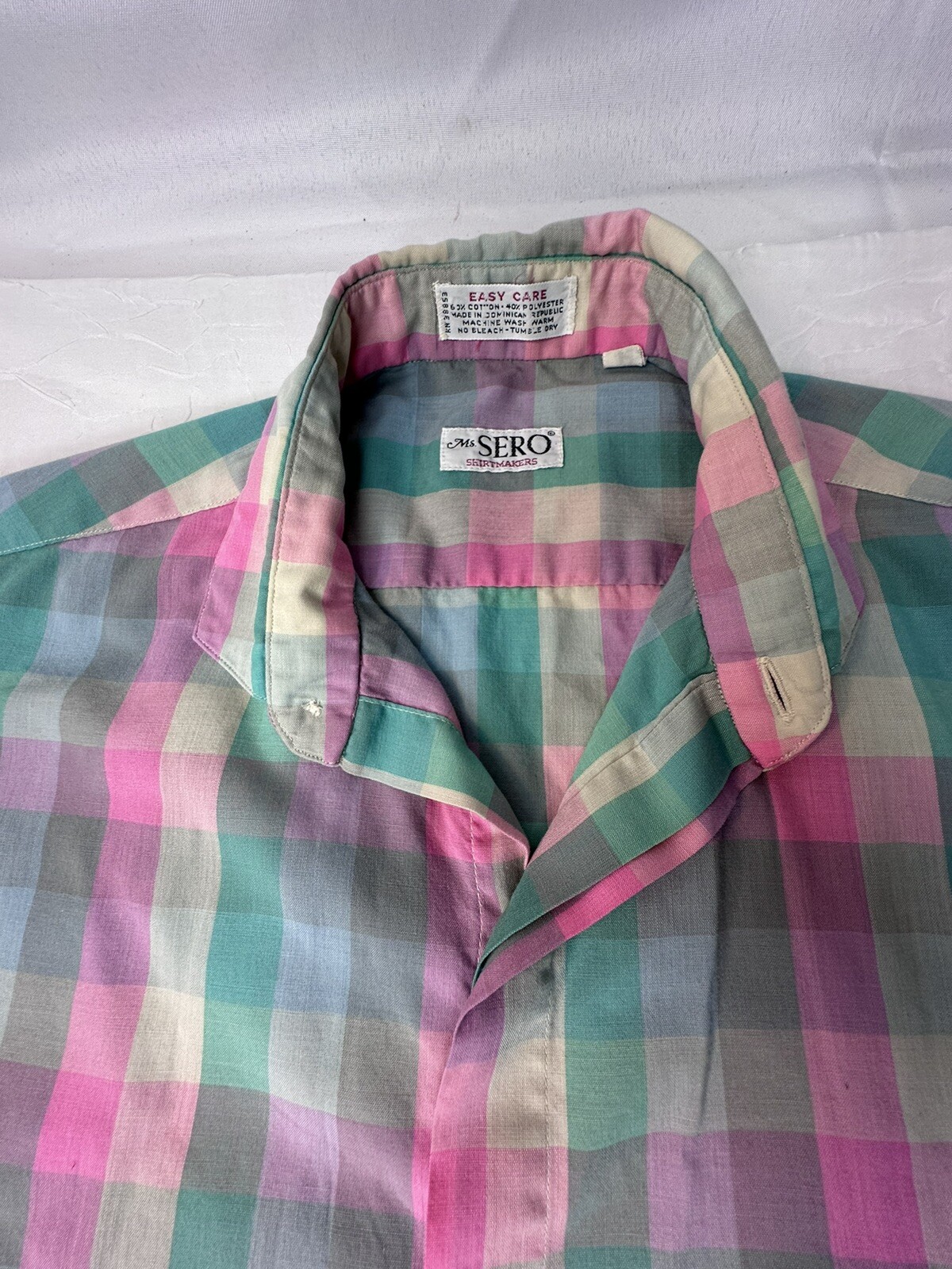 Vtg Ms Sero Women’s Plaid Shirt Top Superfine Poplin Size 12 Short Sleeve