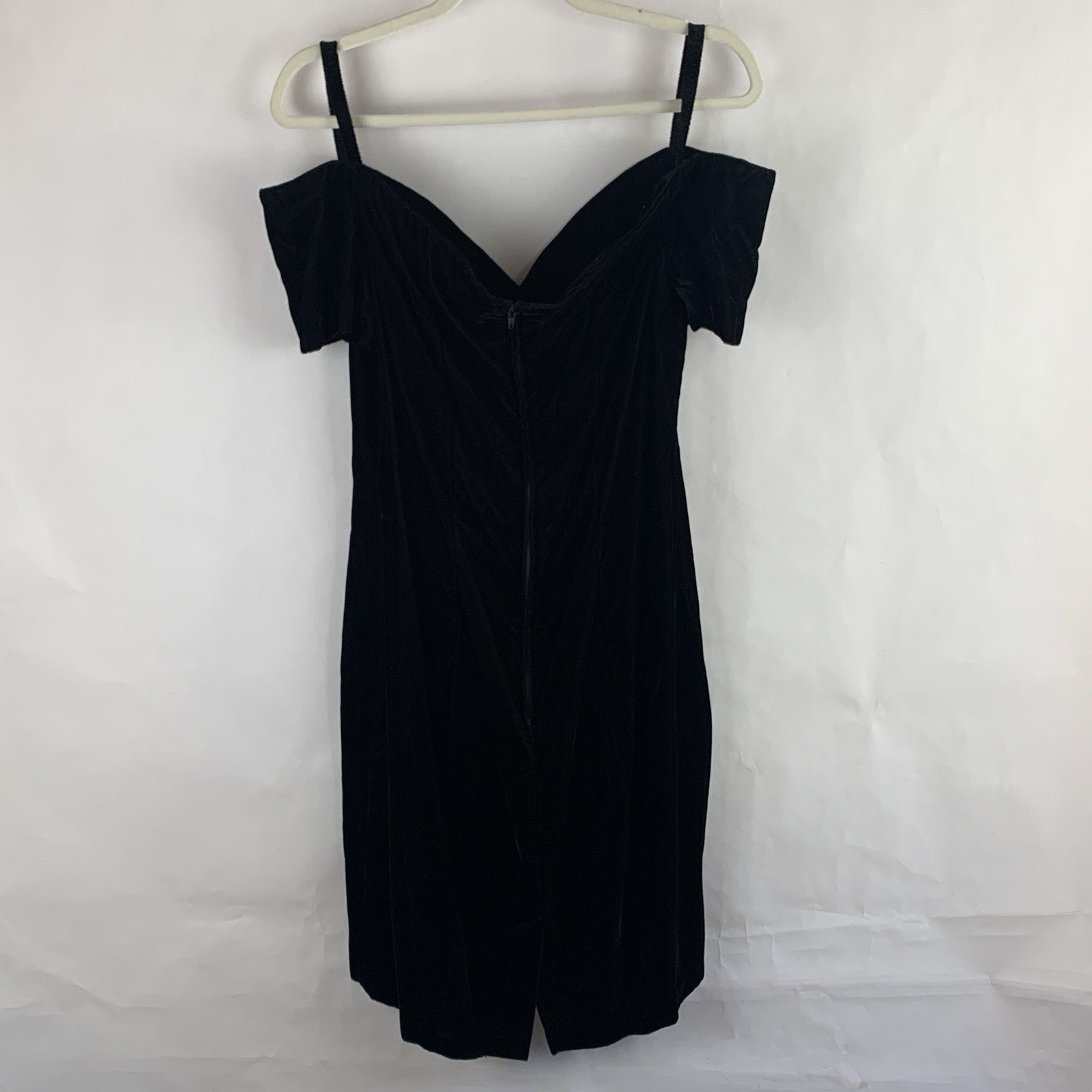 Vtg 80s Black Velvet Mini Dress Whimsigoth Sweetheart Neck Off The Shoulder