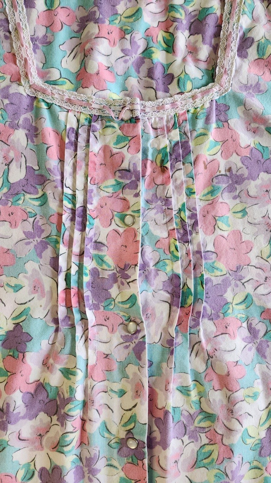 Vintage K-Mart PINK With Pearl Style Snap Closure House Coat Duster Nightgown L